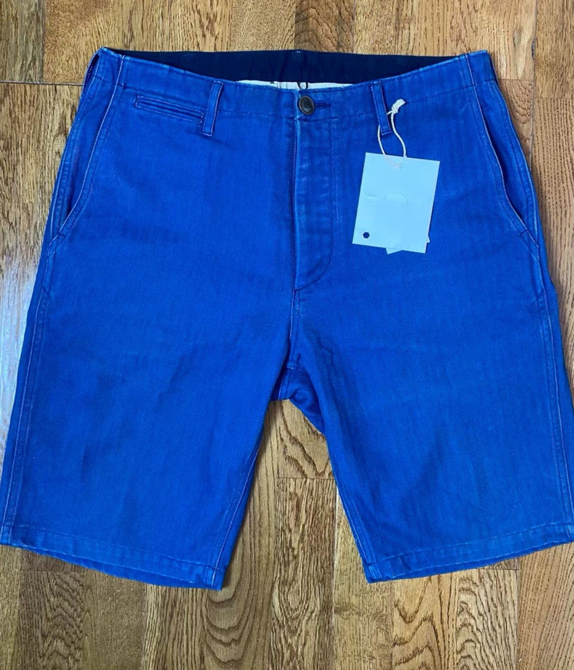 image of Visvim 18Ss Ict Chino Shorts Blue Herringbone Shorts, Men's (Size 33)