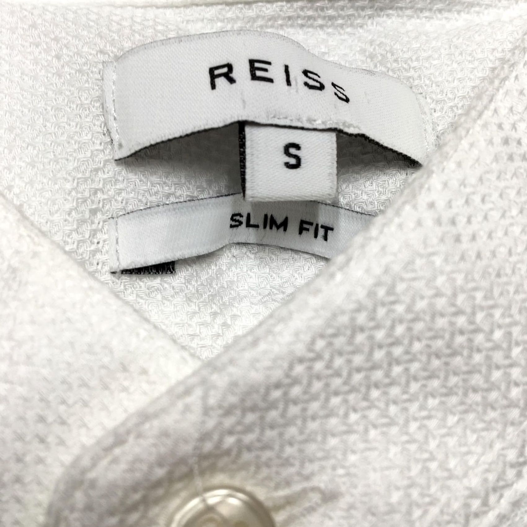 Reiss Reiss Shirt Mens Small White Grandad Collar Slim Fit Long Sleeve Textured Cotton Size US S / EU 44-46 / 1 - 5 Thumbnail