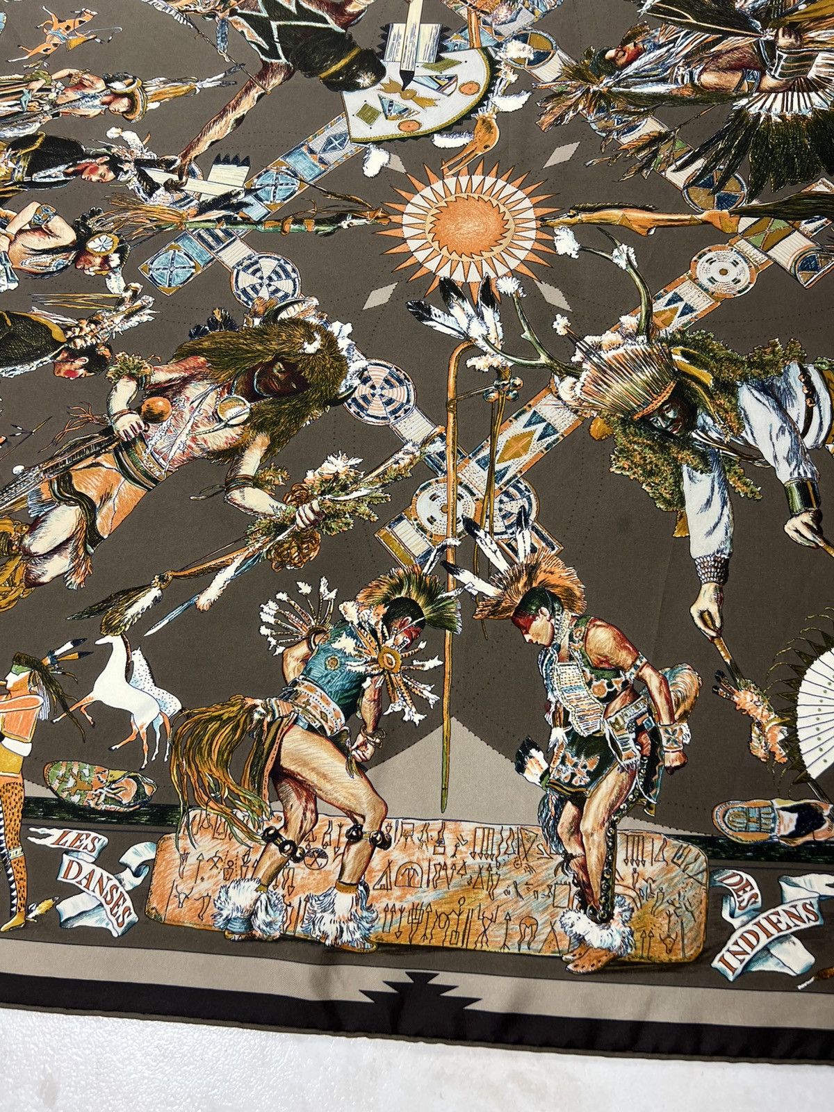 Hermes Vintage 90s Hermes Les Dances Des Indiens silk scarf native Size ONE SIZE - 8 Thumbnail