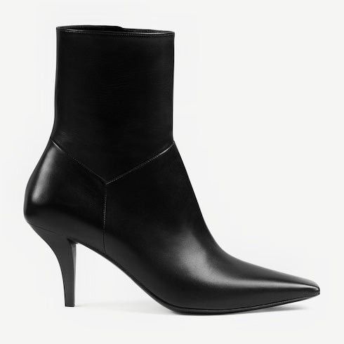 image of Gucci Leather Black Boots Size 35.5 in Red, Women's