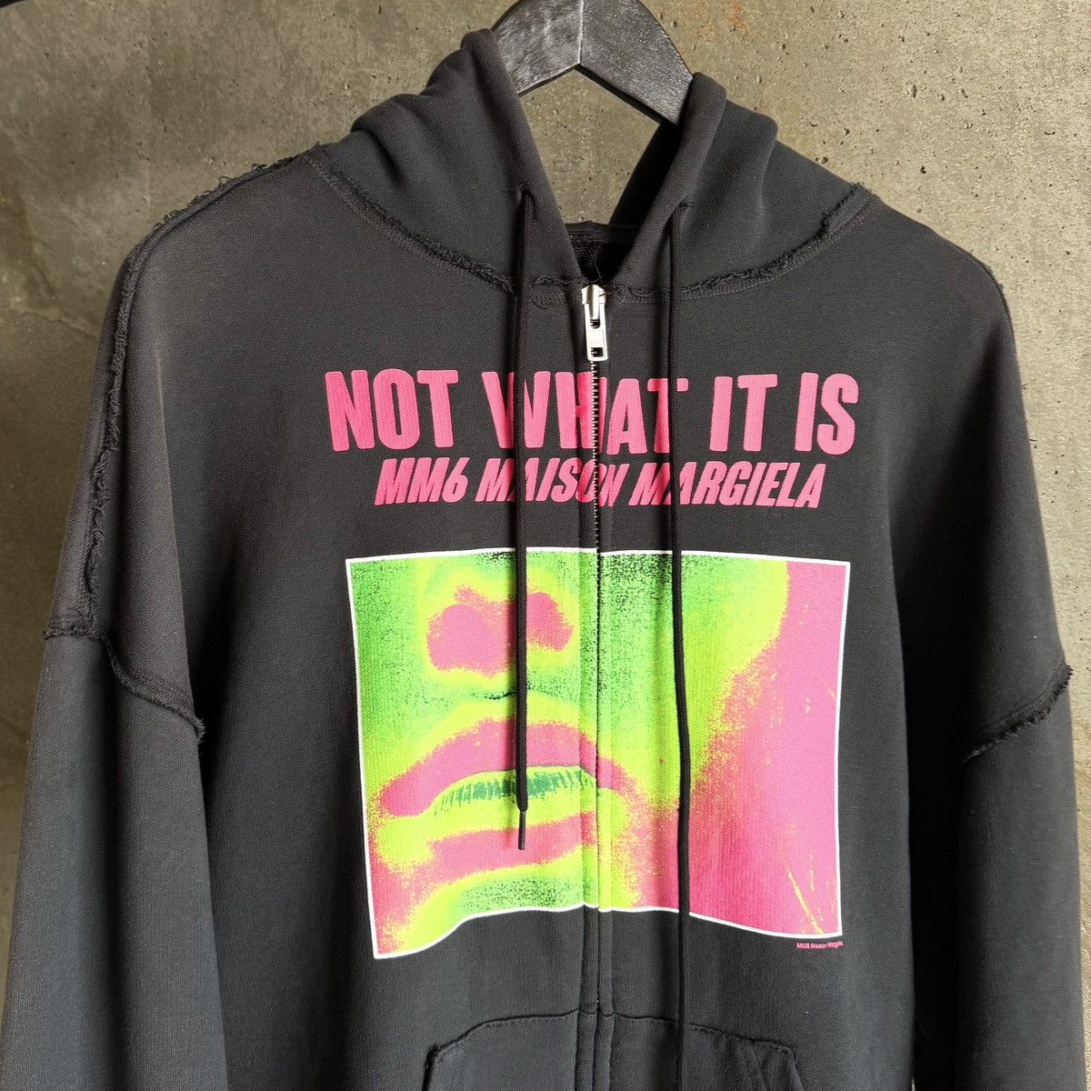 Maison Margiela Maison Margiela MM6 "NOT WHAT IT IS" Thrashed Zip Up Hoodie Size US L / EU 52-54 / 3 - 1 Thumbnail