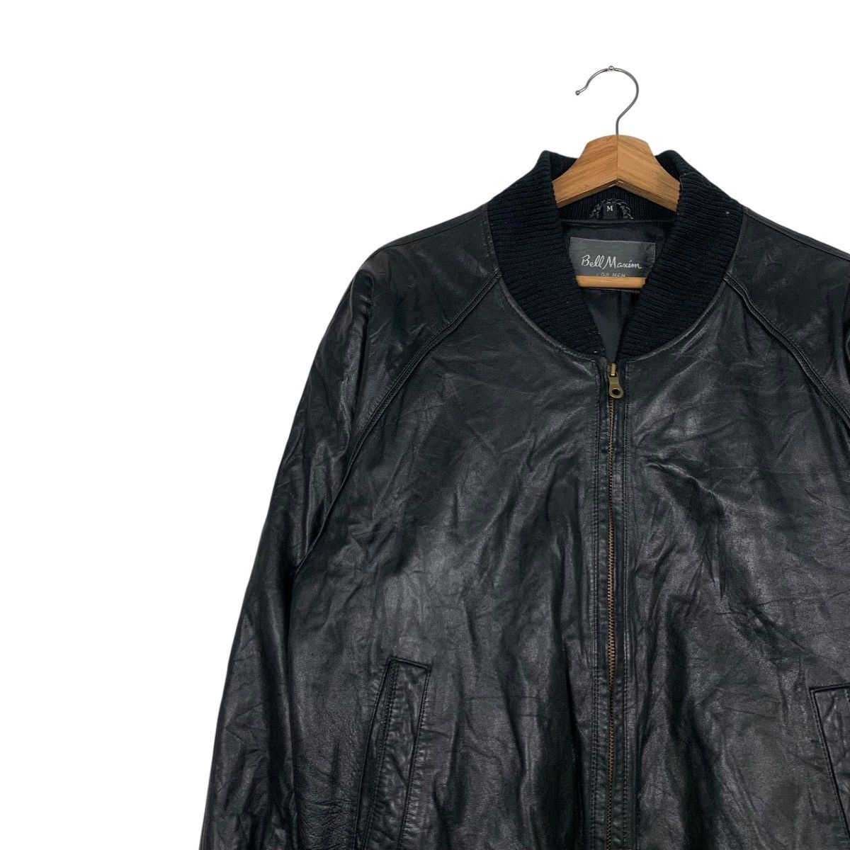 Japanese Brand BELL MAXIM Ships Big Logo Leather Bomber Jacket #2247-C99 Size US M / EU 48-50 / 2 - 8 Thumbnail
