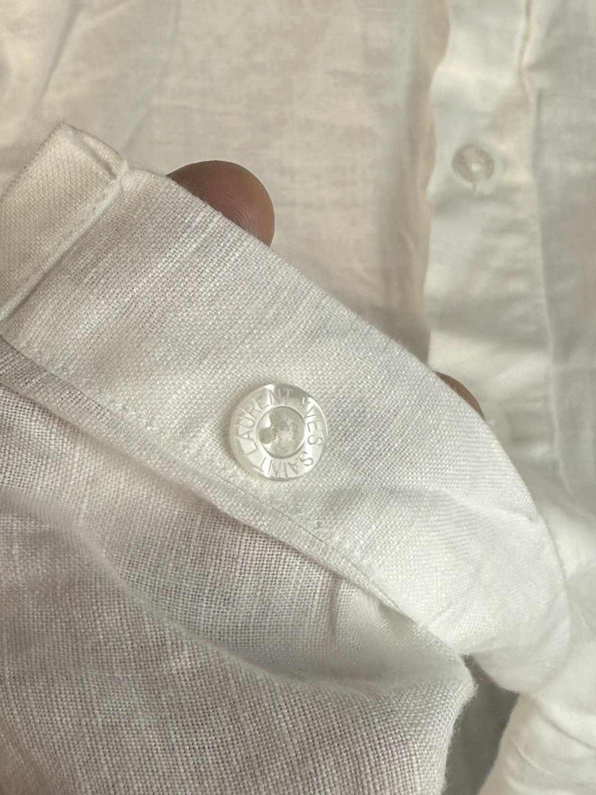 Yves Saint Laurent Linen YSL Shirt White Summer Size US L / EU 52-54 / 3 - 9 Thumbnail