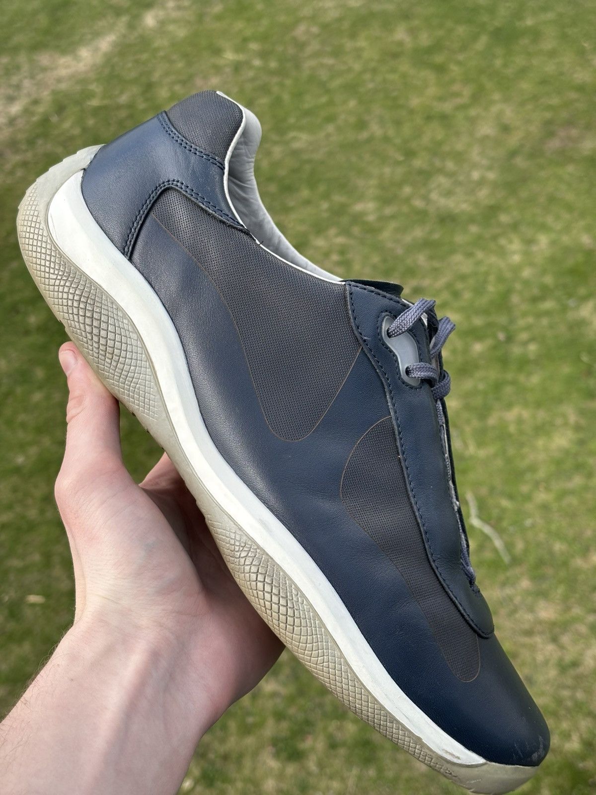 Prada Prada Americas Cup Blue Leather Size 12 Size US 12 / EU 45 - 1 Thumbnail
