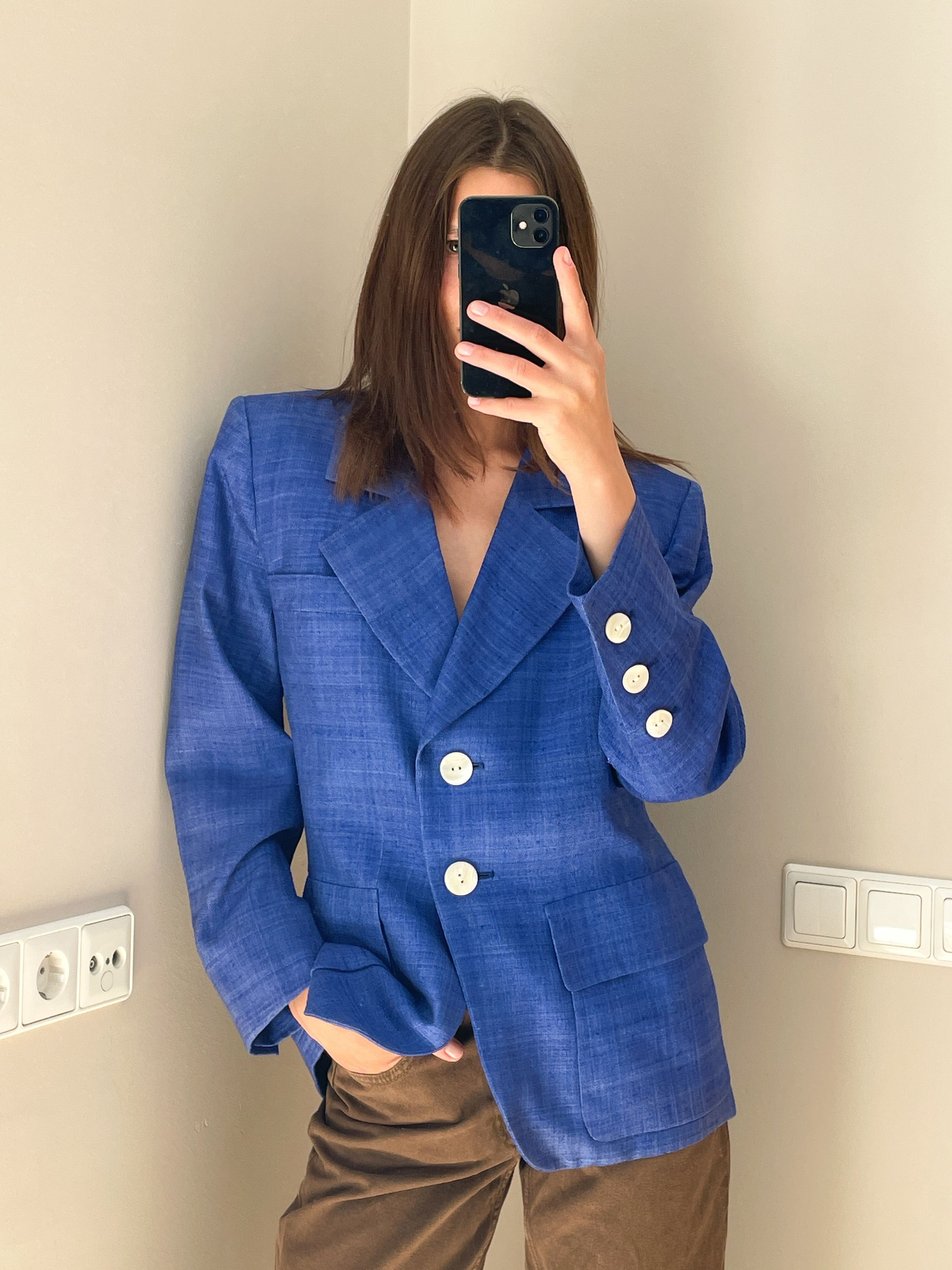 Yves Saint Laurent blue silk blazer Size XS / US 0-2 / IT 36-38 - 2 Thumbnail