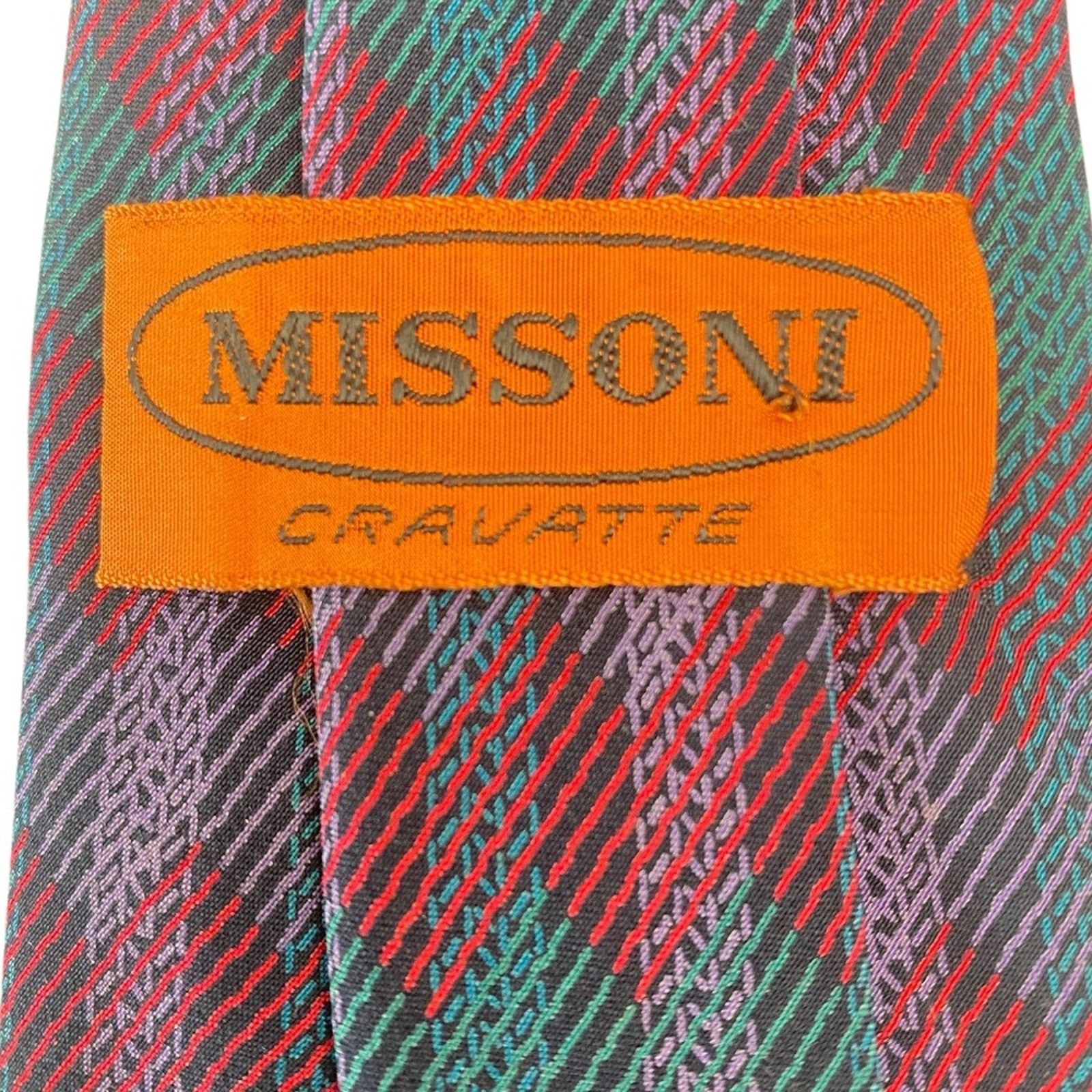 Missoni MISSONI Men’s 100% Silk Tie Necktie Zigzag Pattern Multi Size ONE SIZE - 3 Thumbnail