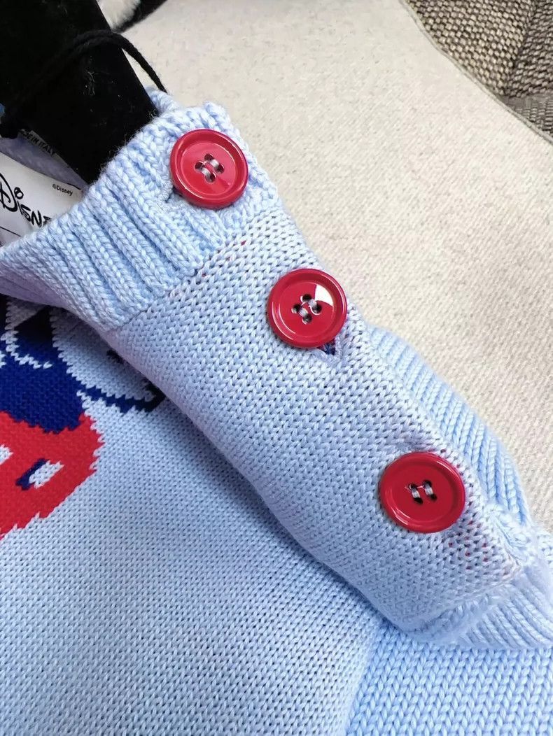 Prada Miu Miu Blue Red Mickey Knit Top-2506 Size L / US 10 / IT 46 - 5 Thumbnail