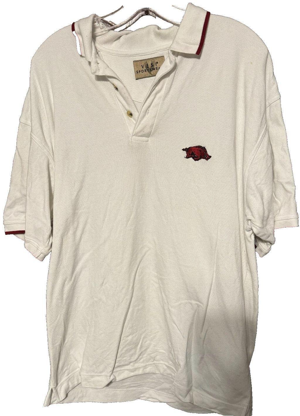 NCAA Arkansas Razorbacks Vintage 1990's Men's XL Polo White Size US XL / EU 56 / 4 - 1 Thumbnail