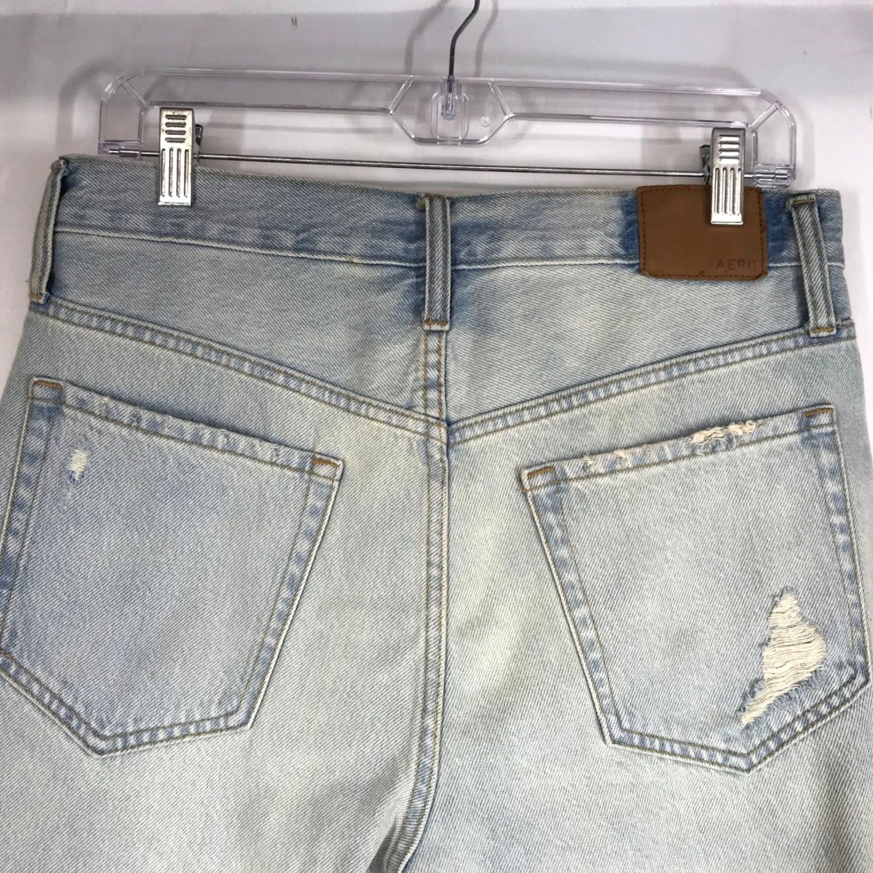 Vintage AERO 889 Women High Rise Cut-Off Denim Shorts Size 8 Distressed Frayed Blue Front Flat Button Fly 5-Pocket Casual Summer Size 30" / US 8 / IT 44 - 5 Thumbnail