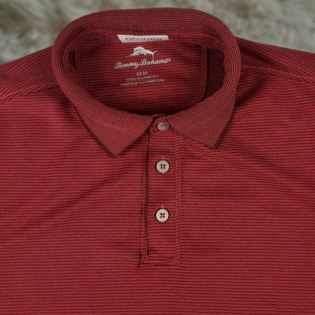 Tommy Bahama Tommy Bahama Shirt Mens Medium Red Striped Short Sleeve Polo Casual Size US M / EU 48-50 / 2 - 1 Thumbnail