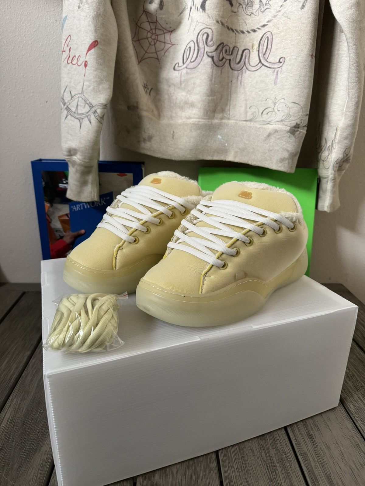image of Erl Vamp Foam Sneakers in Cream, Men's (Size 11)