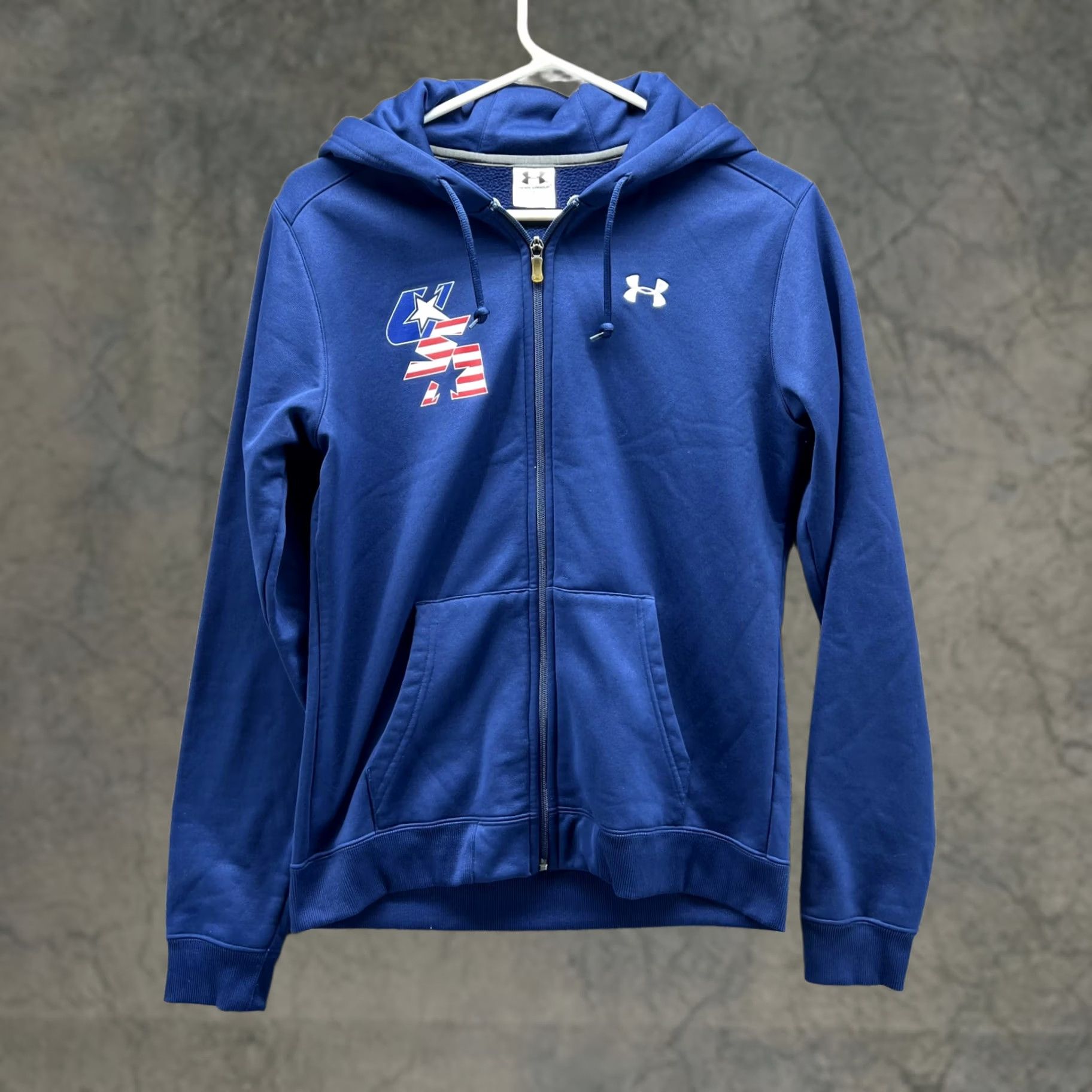 Under Armour Under Armour Sweater Women Medium Full Zip Hooded Navy Blue Polyester USA Shirt Size M / US 6-8 / IT 42-44 - 1 Thumbnail