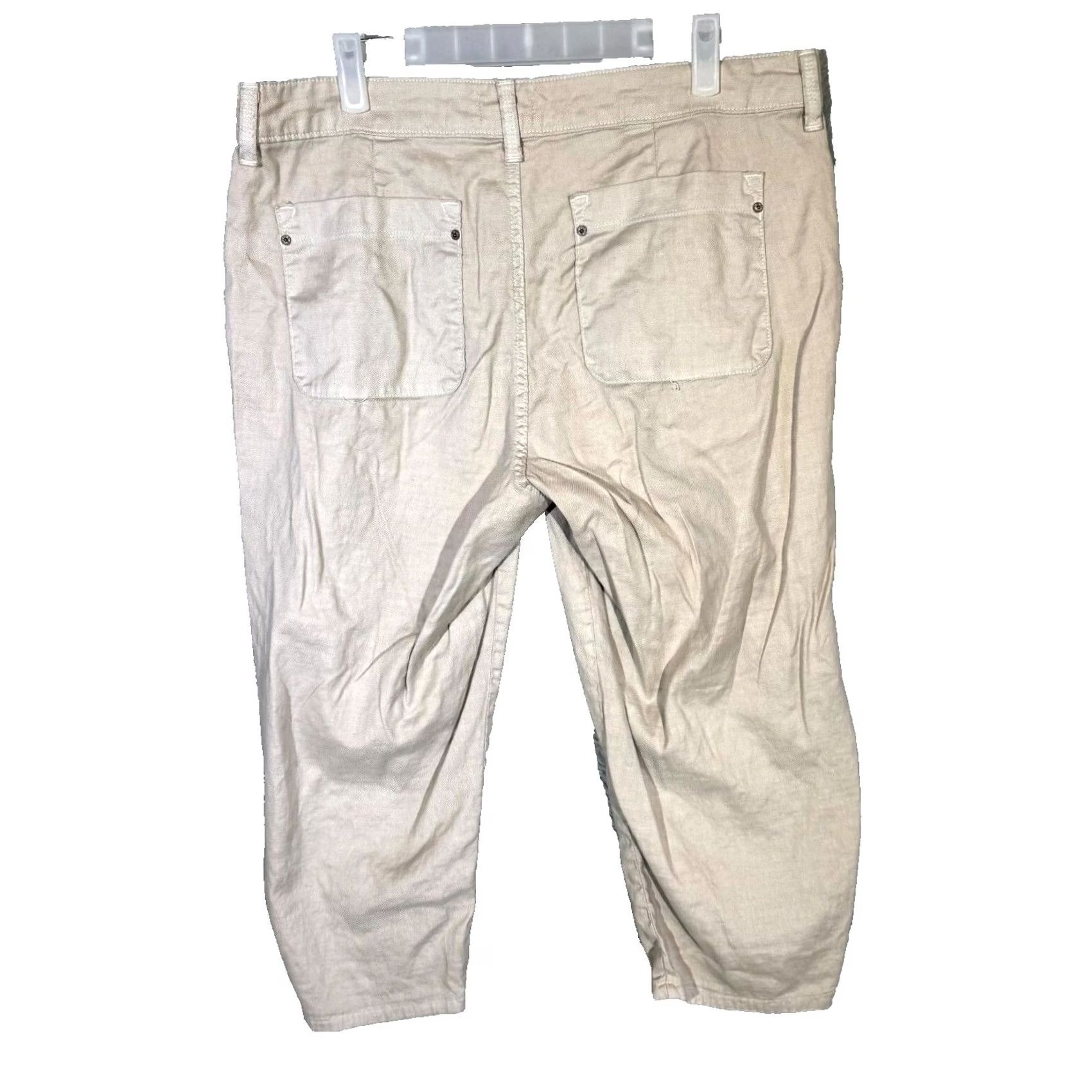 NYDJ NYDJ Pants Capris Women Size 10 Petite Beige Linen Blend Cropped Size 34" / US 12 / IT 48 - 2 Thumbnail