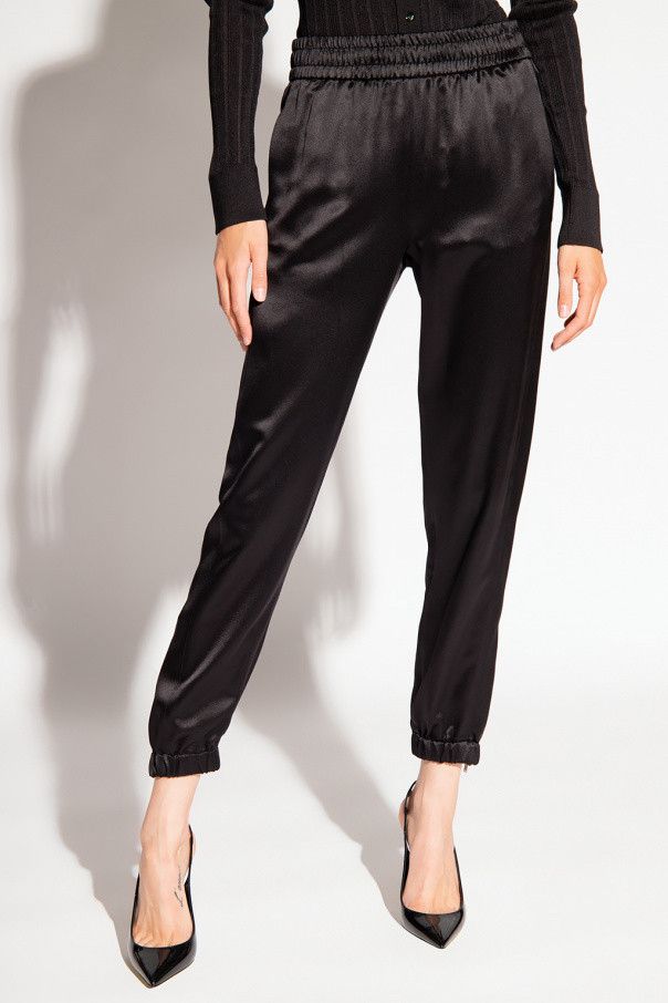 Saint Laurent Paris o1s1wg111124 Pantalon Jogging Crepe Satin Pant in Noir Size 28" / US 6 / IT 42 - 4 Thumbnail