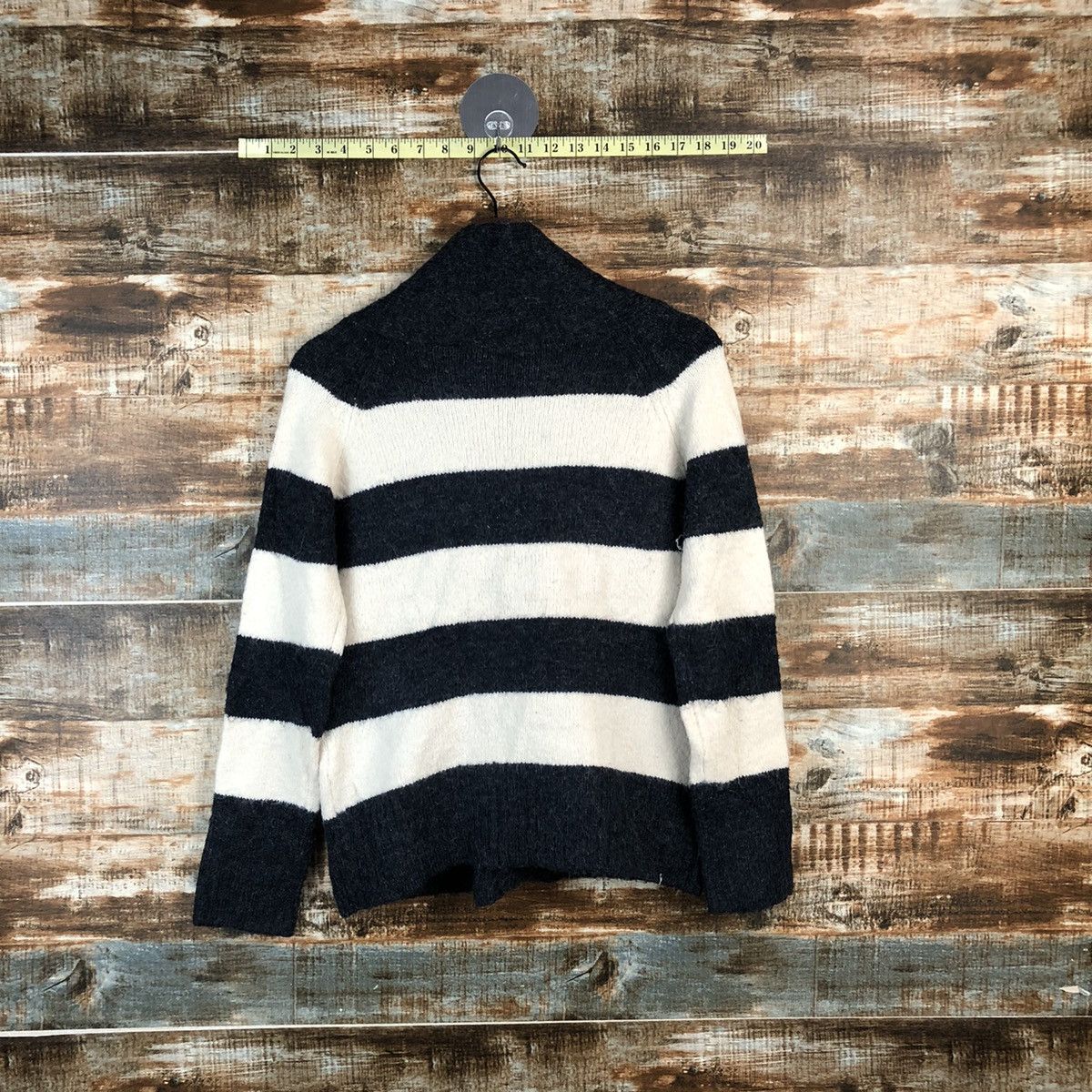 Japanese Brand × Solid and Striped DL Lepsim Stripe Black White Mohair Cardigan Knitwear #C563 Size M / US 6-8 / IT 42-44 - 13 Thumbnail