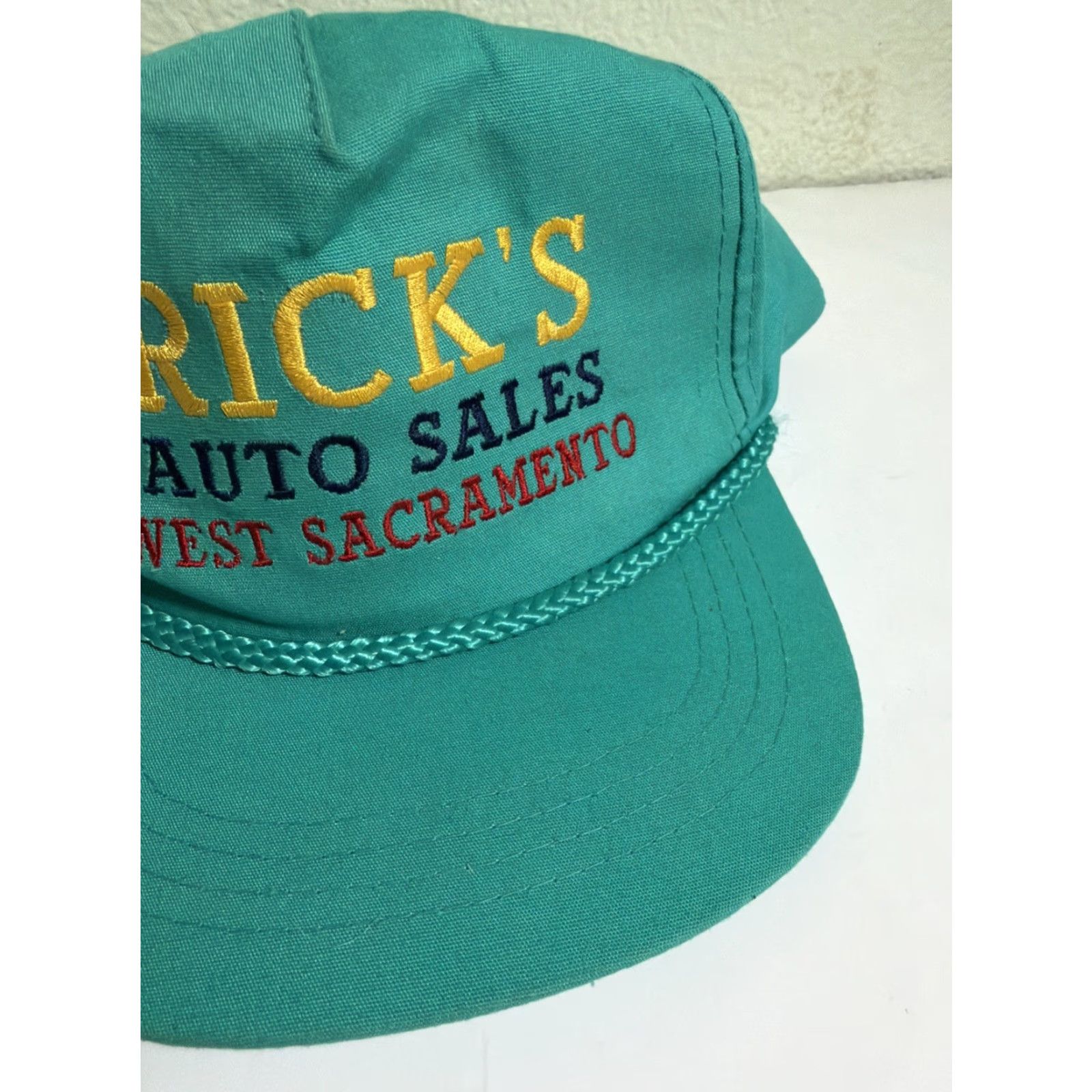 Vintage VINTAGE Yupoong Cotton SnapBack Hat Baseball Cap One Size Teal Blue Men Adjustable Rick’s Auto Sales West Sacramento Size ONE SIZE - 3 Thumbnail