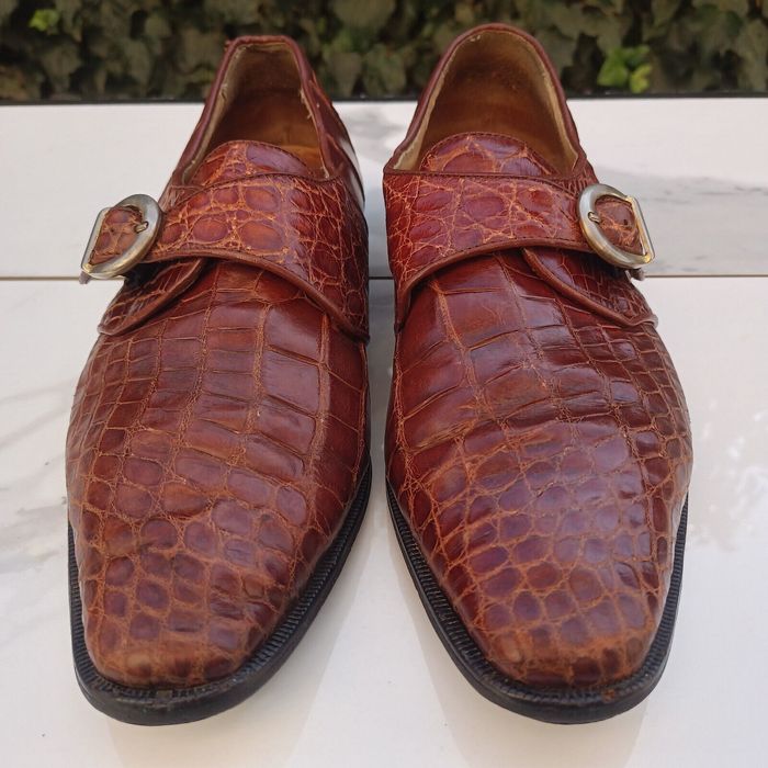 Vintage Michele Loisi EXOTIC FULL Alligator Monk Strap Dress Shoes