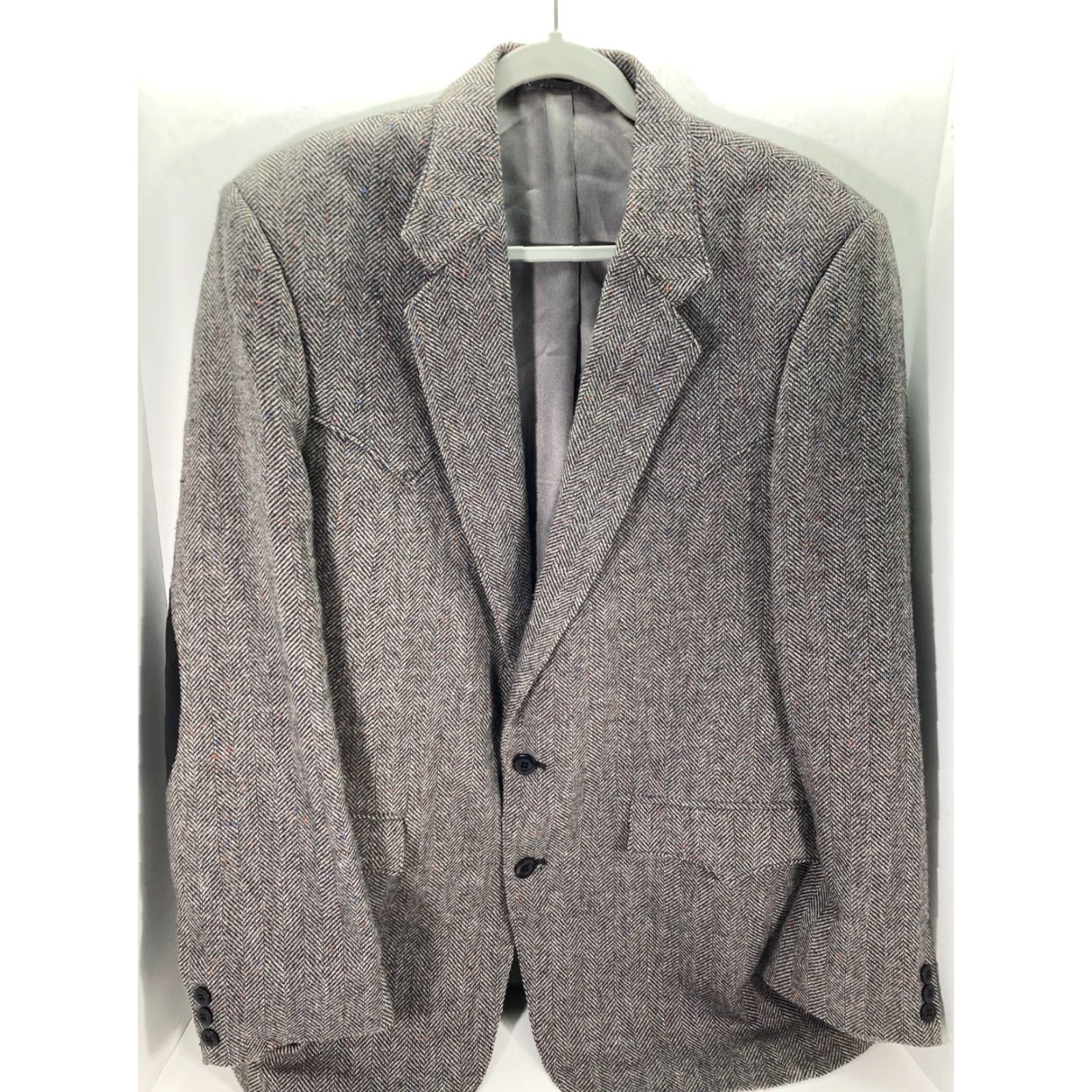 Vintage VINTAGE Circle S Dallas Texas Western Blazer Sportcoat Mens 42L Gray Herringbone Wool Size 42R - 2 Thumbnail