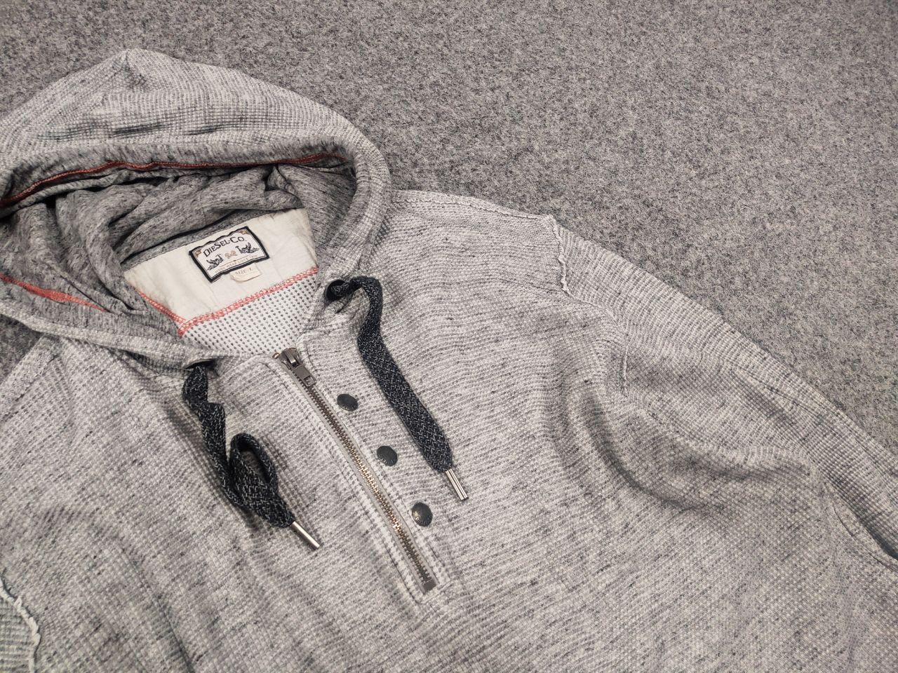 Diesel Vintage Diesel Logo Y2K Grey Cotton Structure Zip Hoodie Size US L / EU 52-54 / 3 - 7 Thumbnail