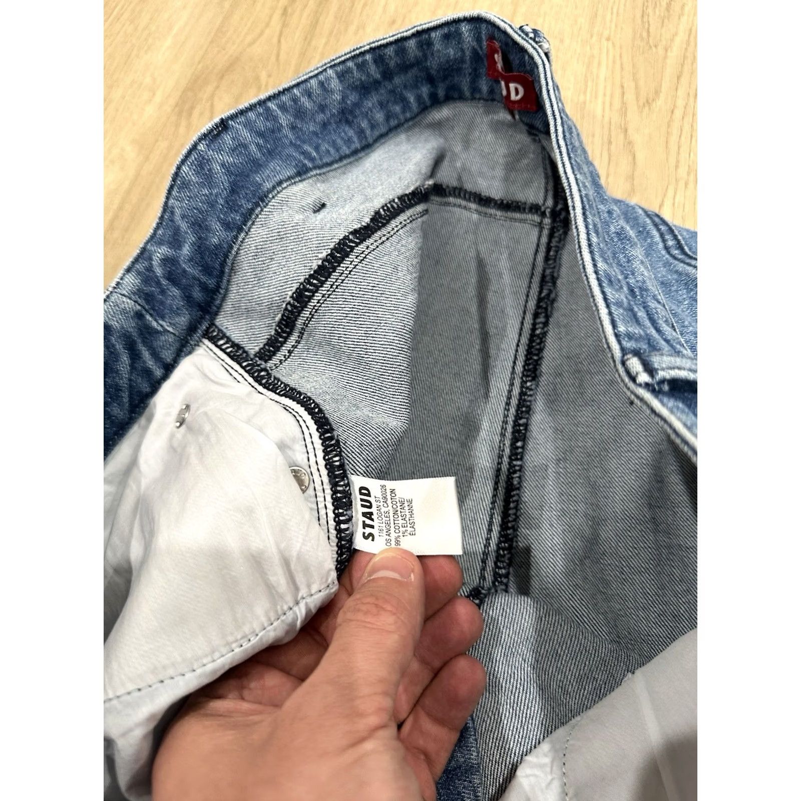 Staud STAUD Blue Denim Wide-Leg Jeans Women's 12 Jeans Blue Wide-Leg 33in Inseam Womens Denim Pant) Size 34" / US 12 / IT 48 - 7 Thumbnail