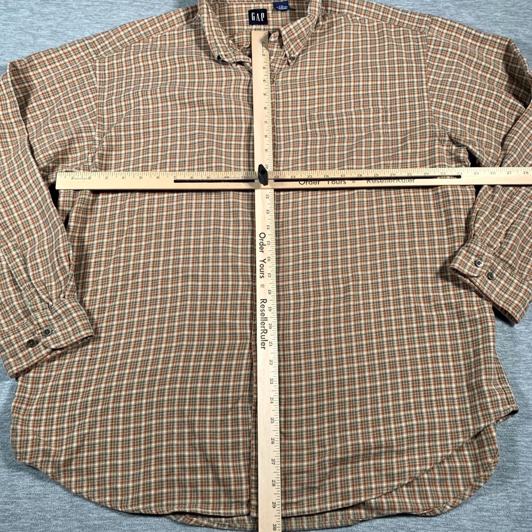 Gap GAP Shirt Mens 2XL Brown Tan Plaid Long Sleeve Button Casual Pocket Collared Size US XXL / EU 58 / 5 - 7 Thumbnail