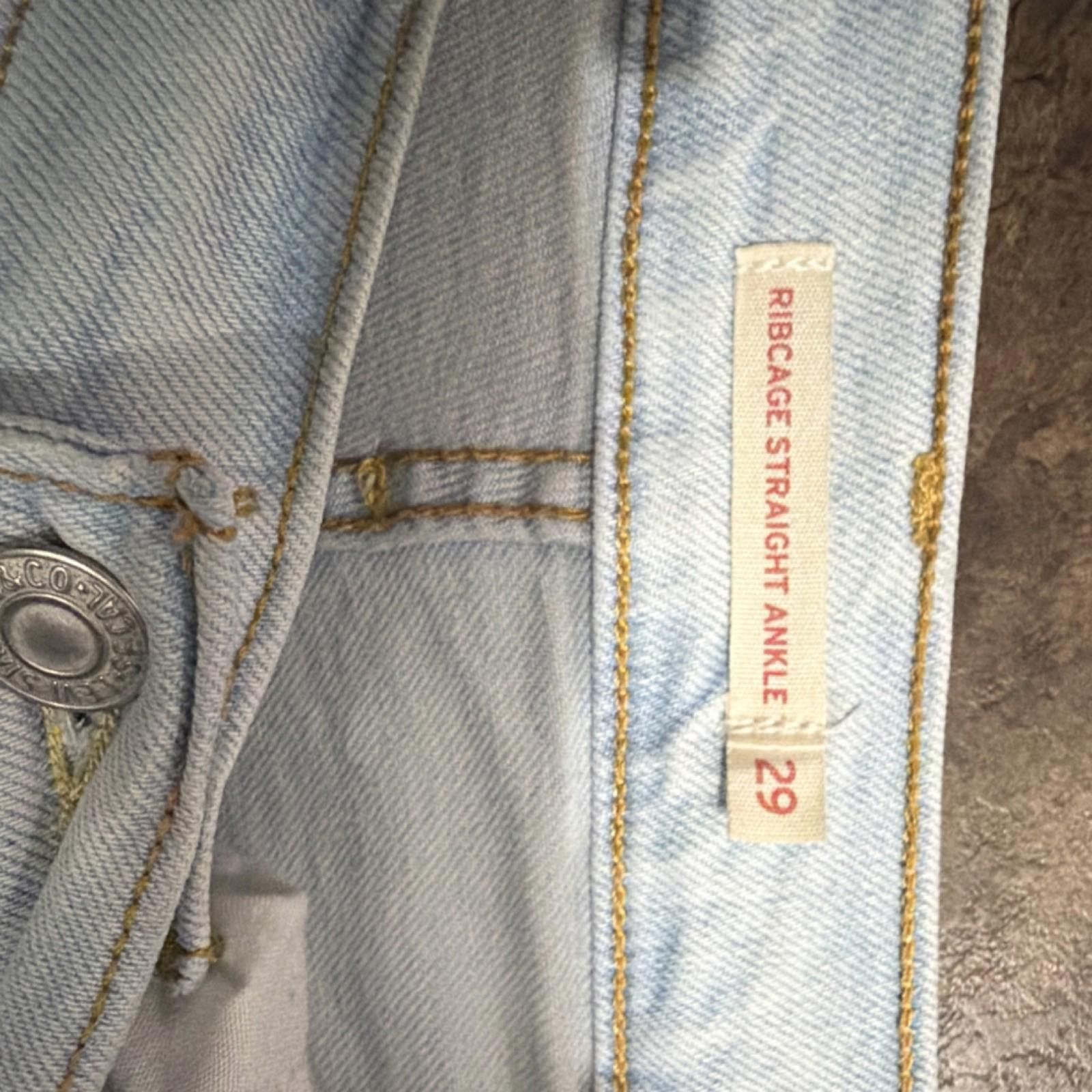 Levi's Levi's Ribcage Straight Ankle Denim Jeans RawHem WomenSize29 Size 29" - 2 Thumbnail
