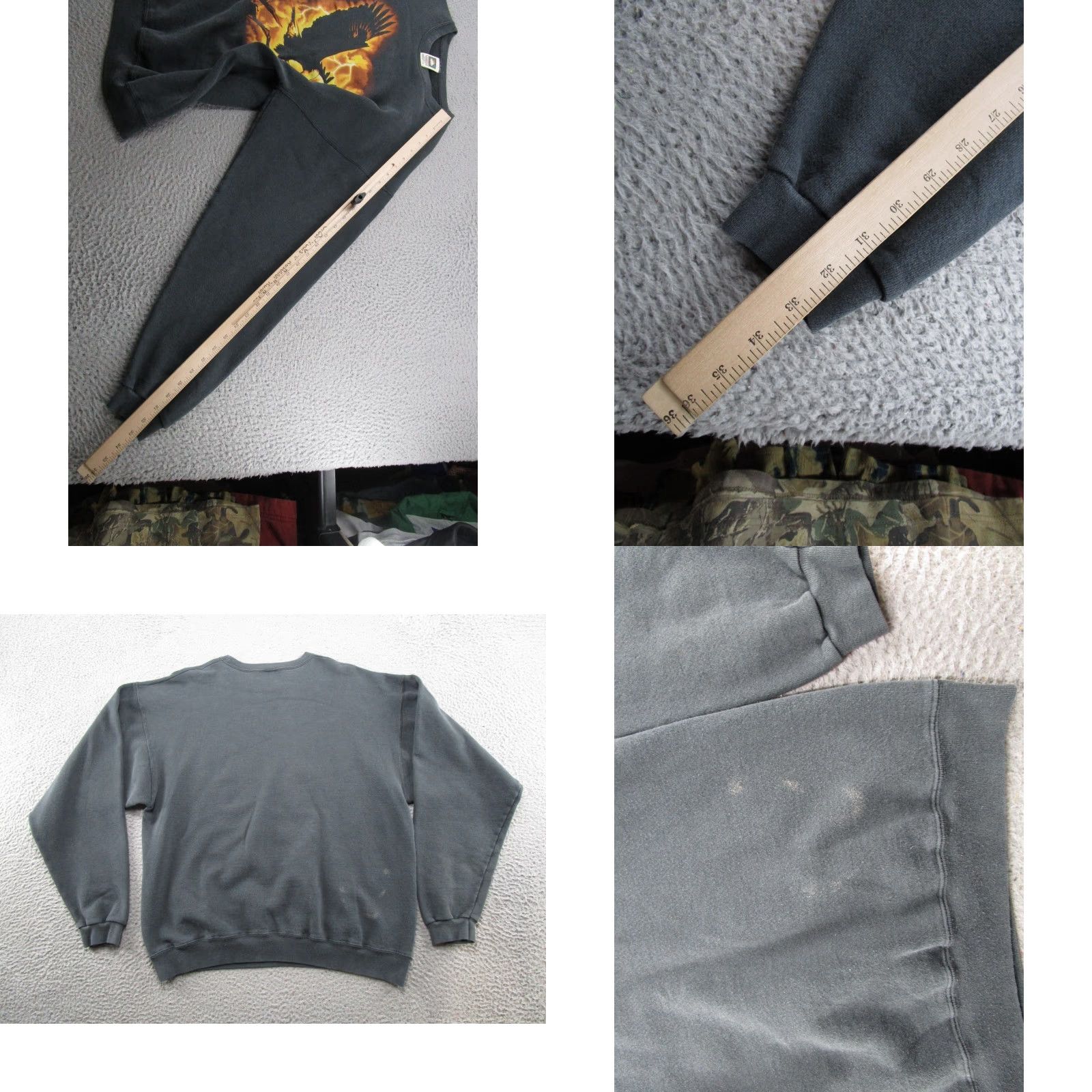 Vintage VINTAGE Human-i-Tees Bald Eagle Lightning Crewneck Sweatshirt Mens XL Black 90s Graphic Print Sweatshirt Mens XL Faded Size US XL / EU 56 / 4 - 8 Thumbnail