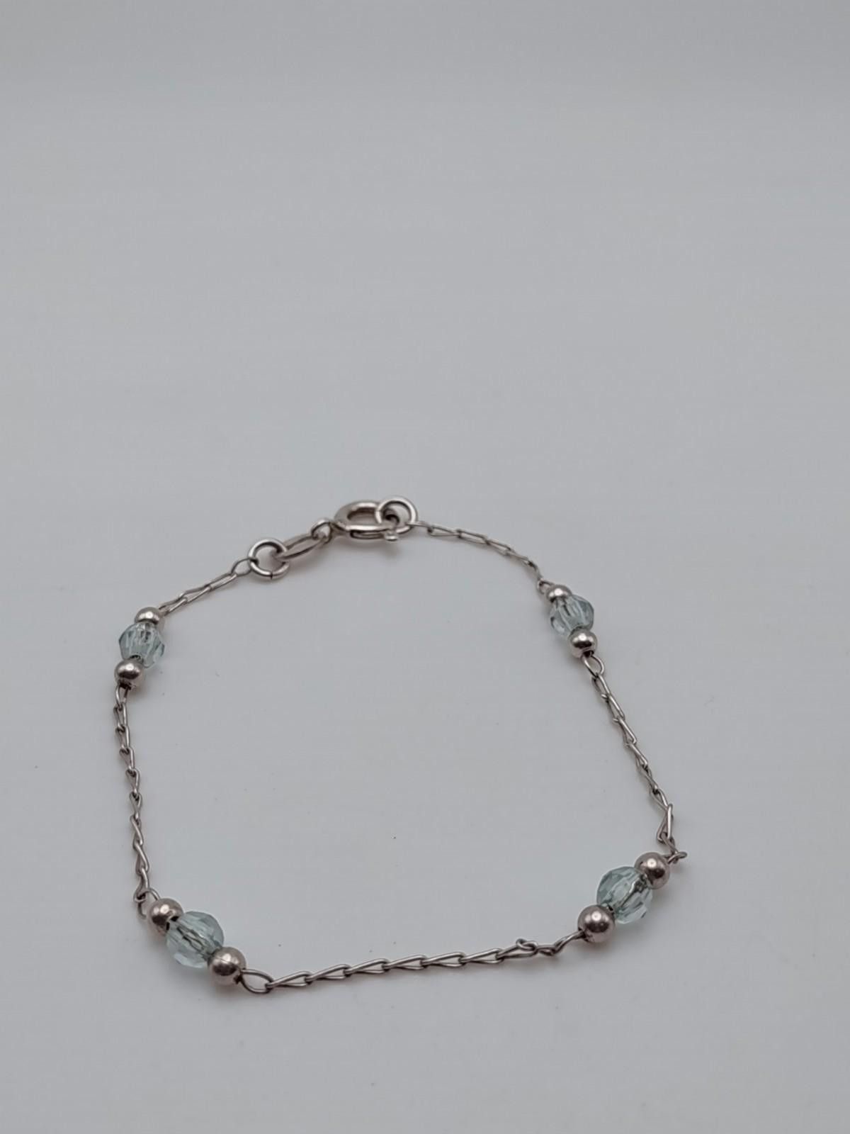 The Unbranded Brand 925 Sterling Silver Italy 7" Beaded Station Bracelet 1.8g Size ONE SIZE - 1 Thumbnail
