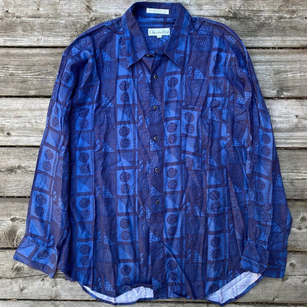 Dior Vintage 1997 Christian Dior Circle Pattern Button Up Dress Size US XL / EU 56 / 4 - 1 Thumbnail