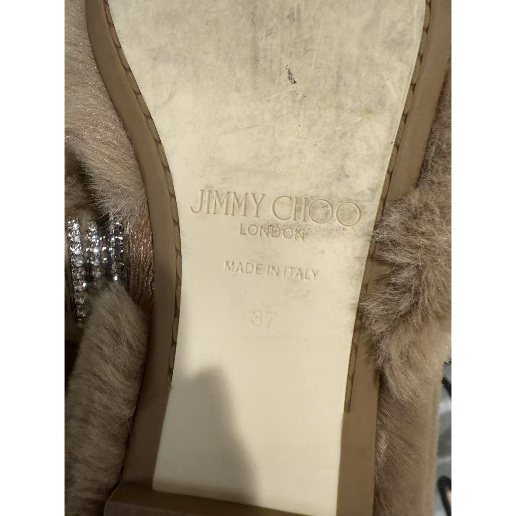 Jimmy Choo Jimmy Choo Faux Fur & Rhinestone Embellished Flats Size 37 B Size US 7 / IT 37 - 7 Thumbnail