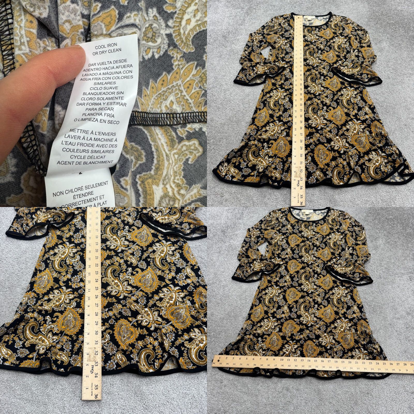 Michael Kors Michael Kors Paisley Bell Sleeve Tunic Mini Dress Womens M Black Gold NWOT Size M / US 6-8 / IT 42-44 - 8 Thumbnail