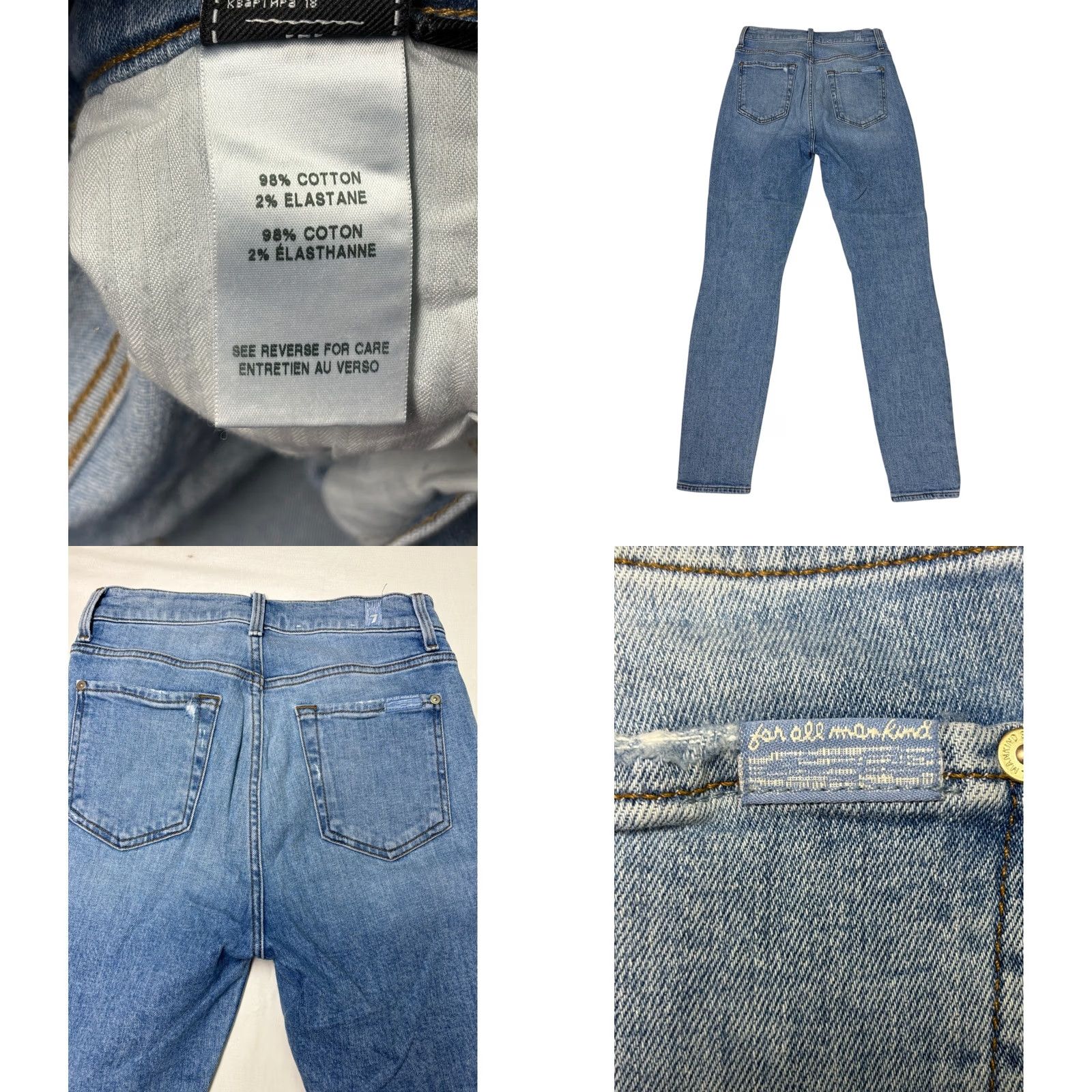 7 For All Mankind VINTAGE 7 For All Mankind High Waist Ankle Skinny Jeans Women's 25 Distressed Blue 27in Inseam Womens Jeans Size 42" / US 20 - 8 Thumbnail