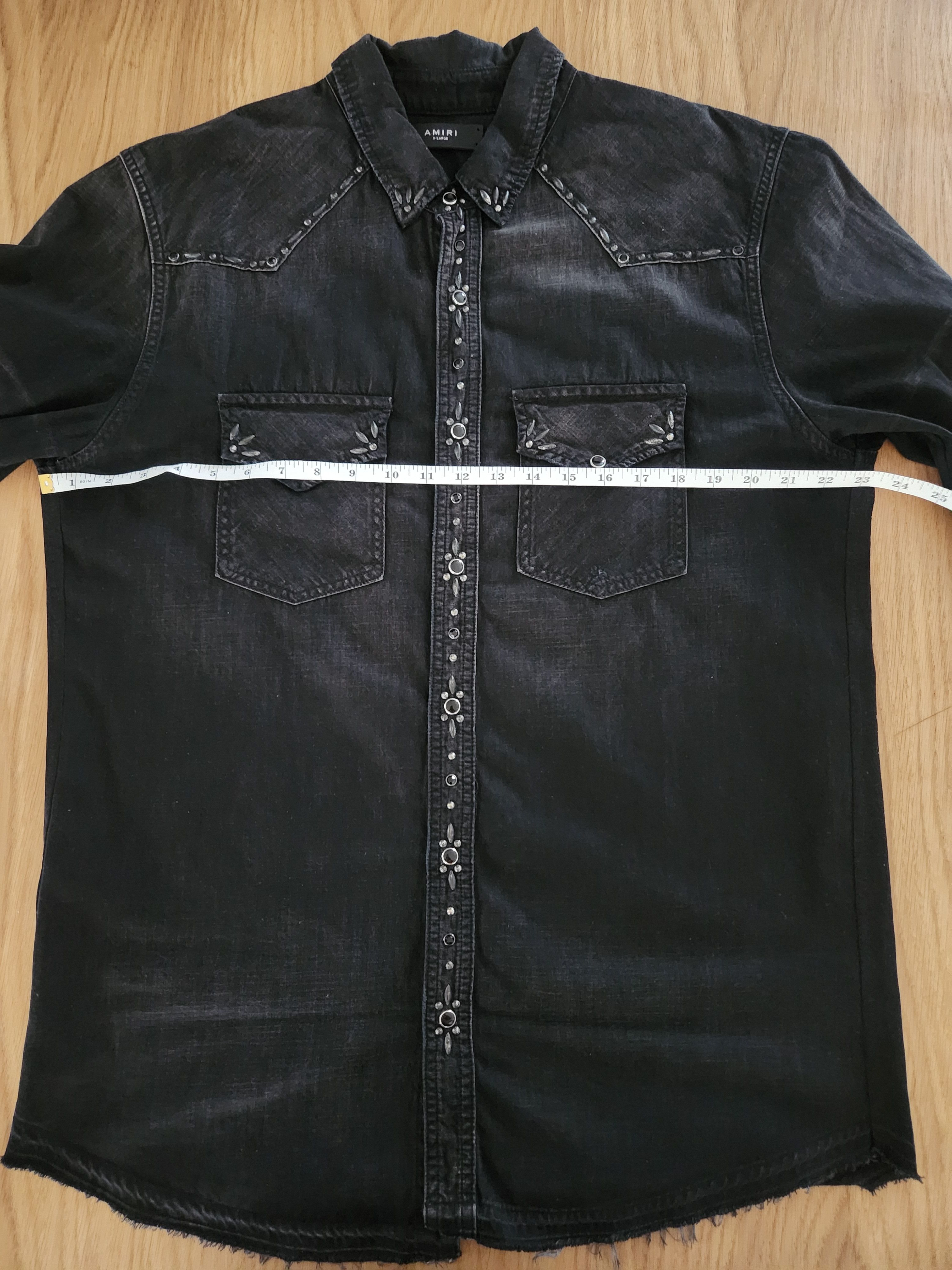 Amiri Amiri Rough Studded Denim Button Down Shirt Size US XL / EU 56 / 4 - 6 Thumbnail