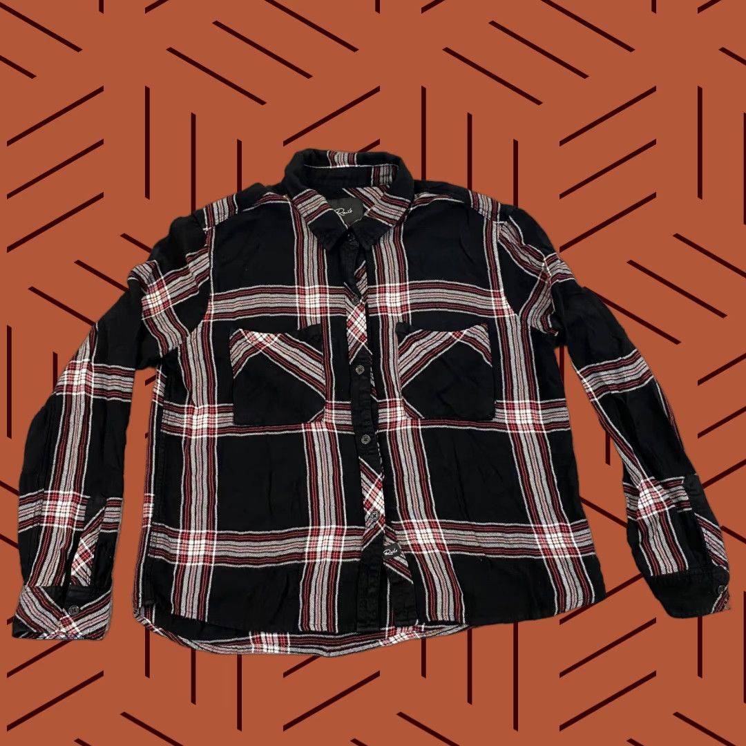 Rails VINTAGE Rails Dylan Top Womens Medium Plaid Rayon Shirt Long Sleeve Button Up Casual Workwear Black White Red Blue Size M / US 6-8 / IT 42-44 - 1 Thumbnail