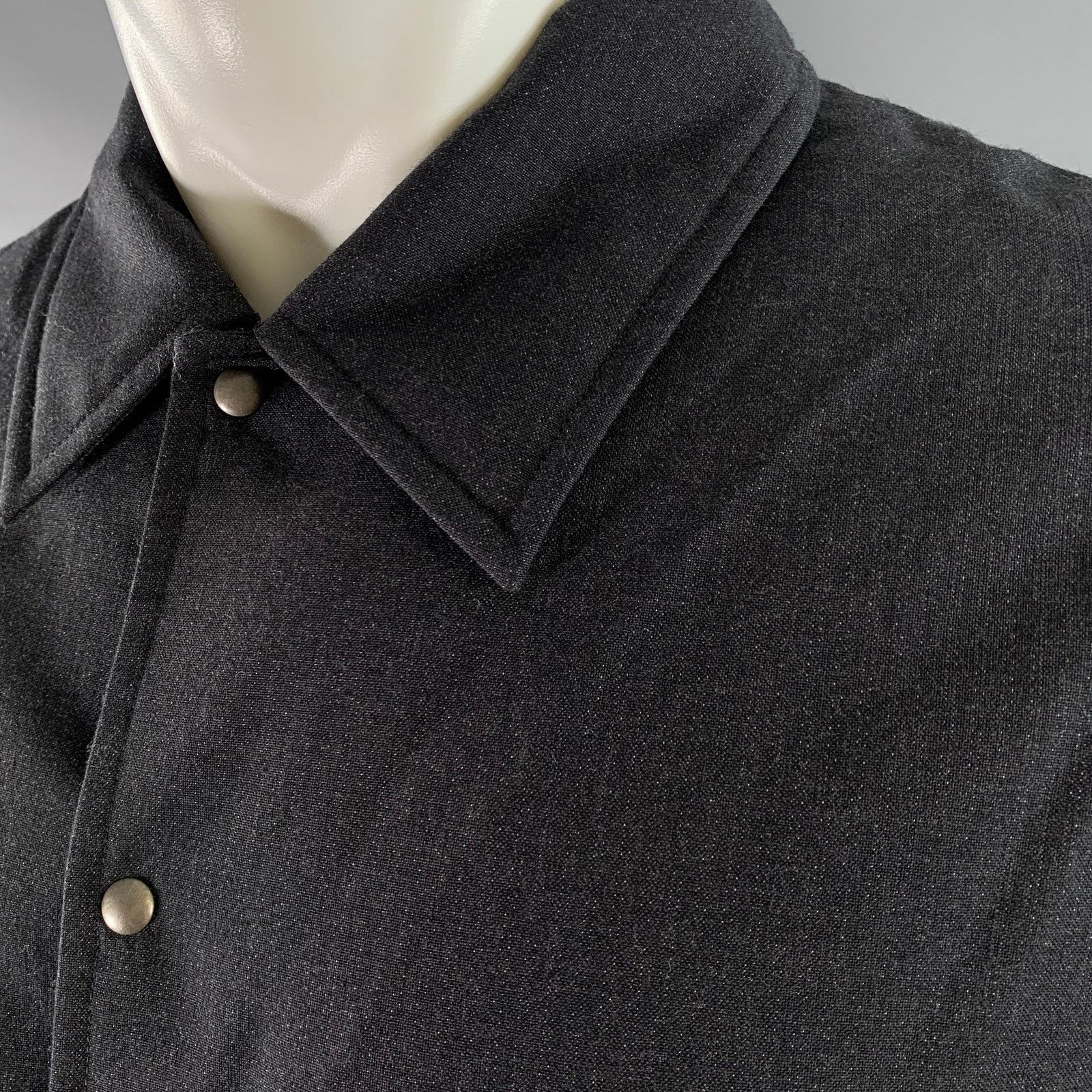 Visvim VISVIM M Grey Charcoal Stripe Wool Linen Silk Down Jacket Size US M / EU 48-50 / 2 - 2 Thumbnail
