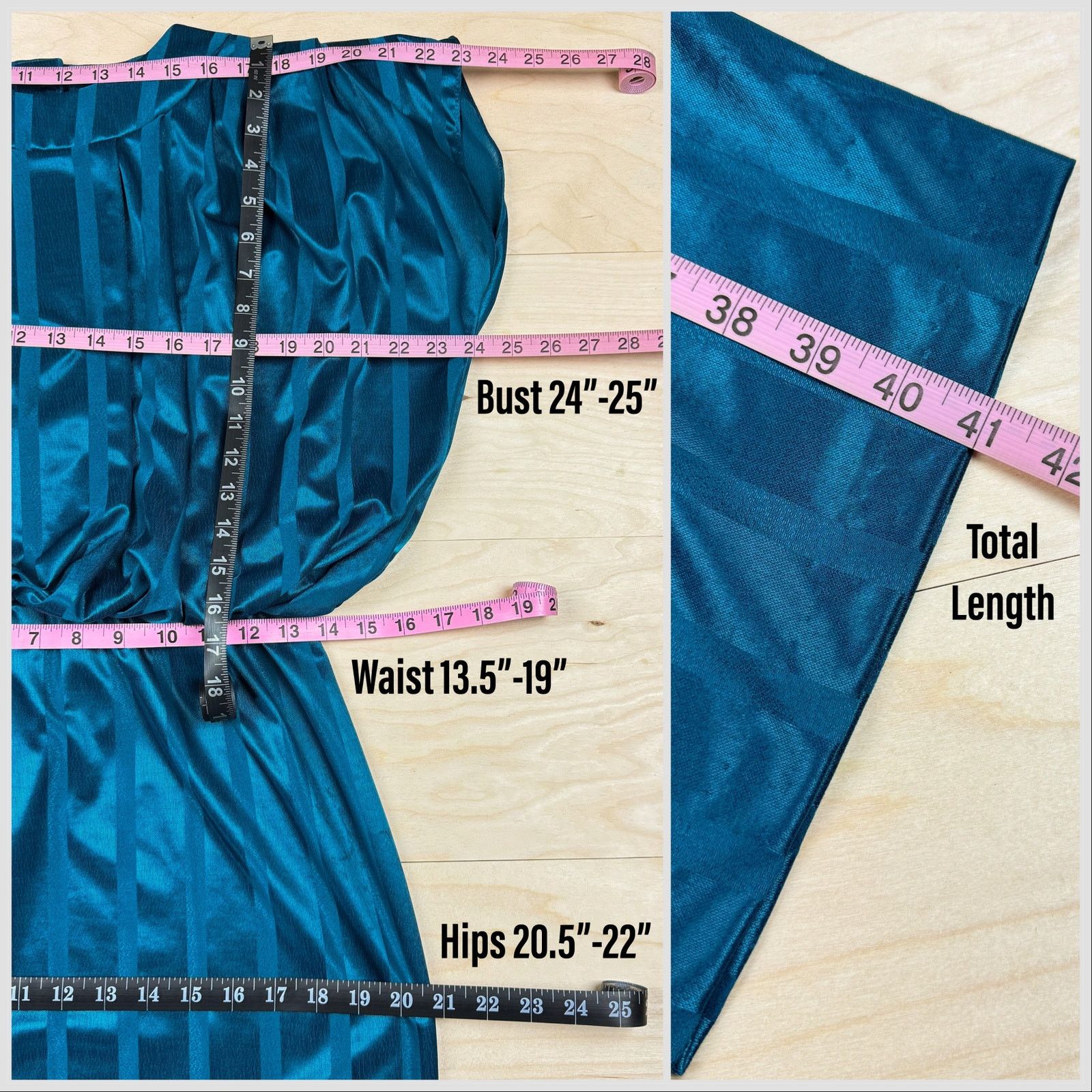 Vintage 1970s Dark Teal Striped Sleeveless Blouson Disco Dress Size M / US 6-8 / IT 42-44 - 5 Thumbnail