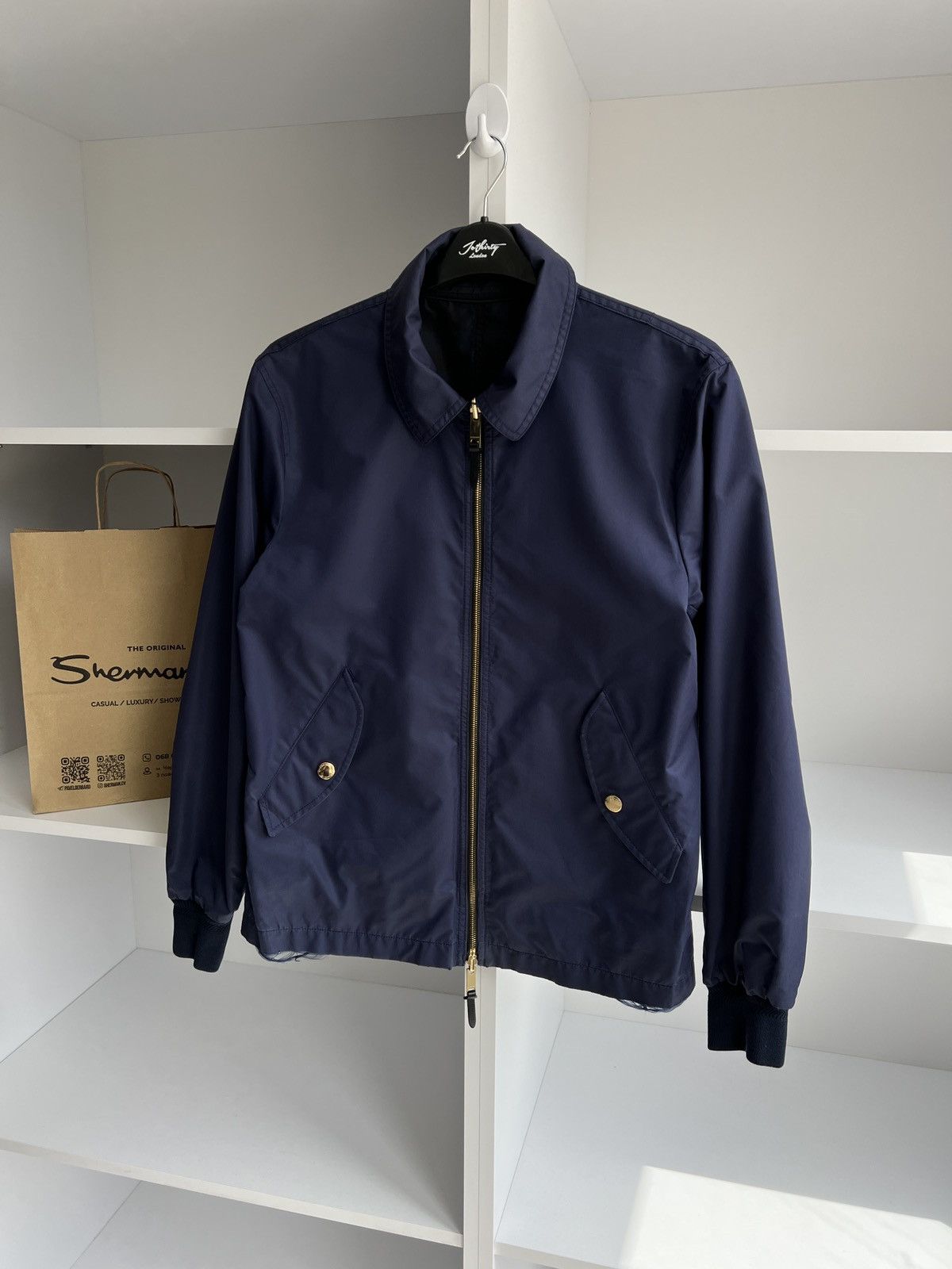 Vintage Burberry Blue Plaid Reversible Double-Zipper Jacket