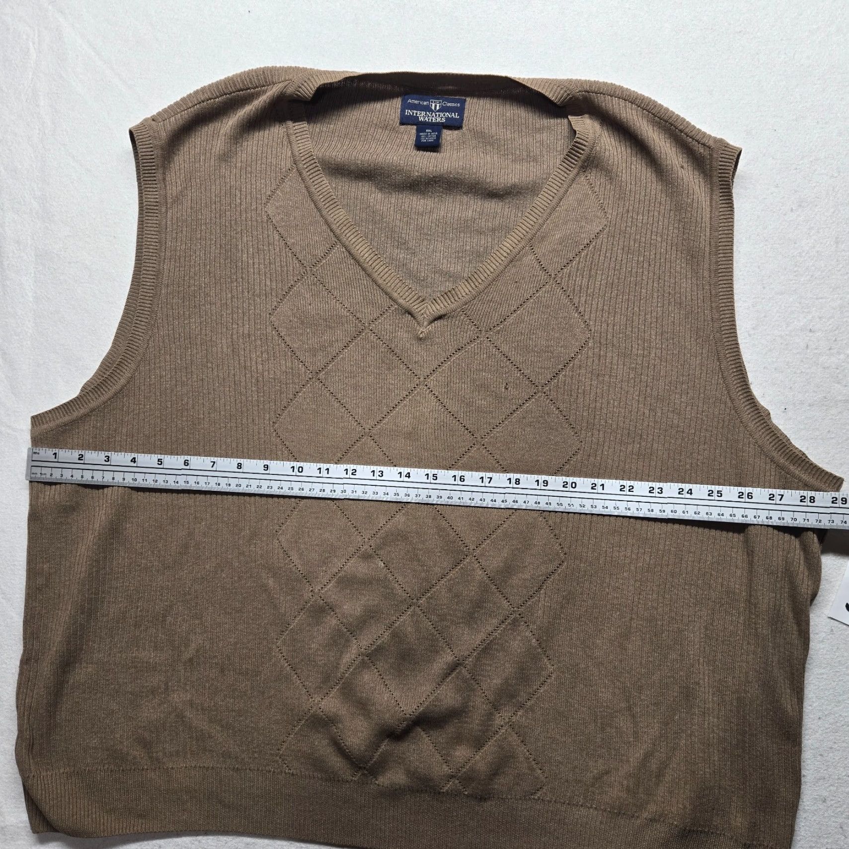 Izod IZOD Sweater Vest Shirt Mens 2XL Brown Cable Knit Cotton V-Neck All Seasons Golf Regular Classic Vest Mens Size US XXL / EU 58 / 5 - 7 Thumbnail