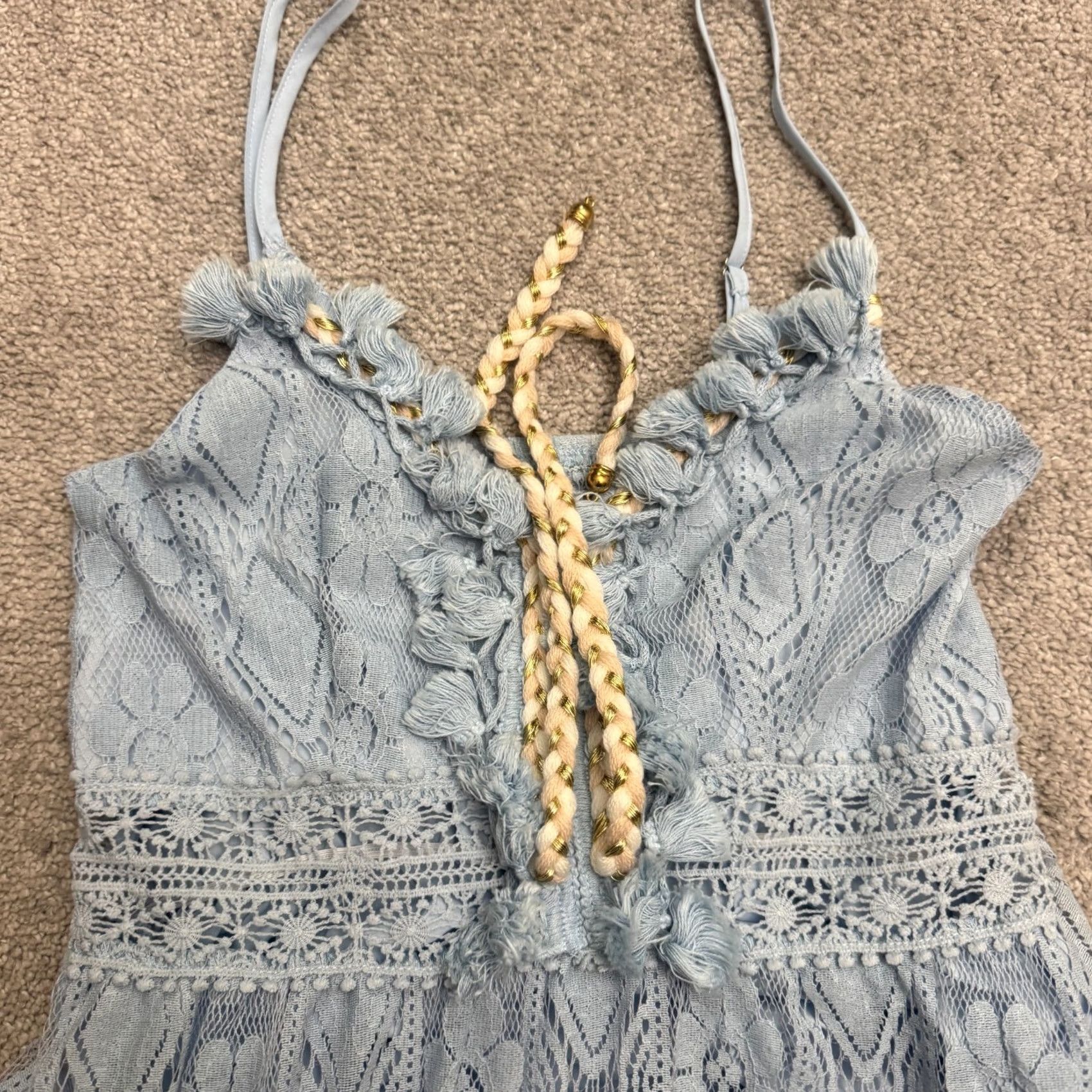Vintage Cupshe Maxi Dress Womens Small Blue Lace Hi-Low Strappy NWT Boho Beach Vintage: No Size S / US 4 / IT 40 - 3 Thumbnail
