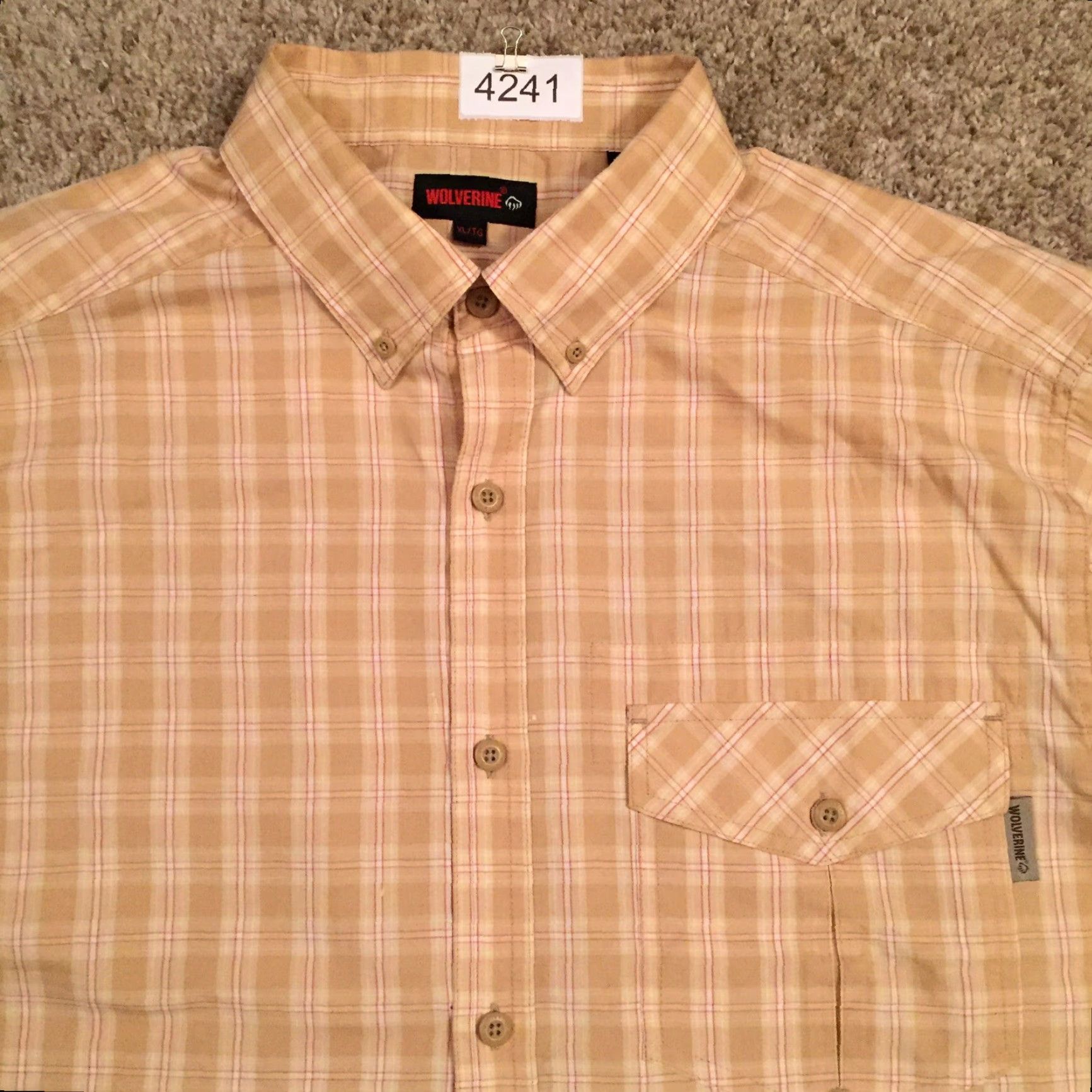 Vintage Wolverine Shirt Mens XL Beige Plaid Short Sleeve Button Up Size US XL / EU 56 / 4 - 3 Thumbnail