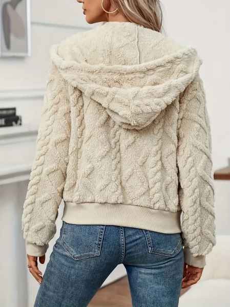 Chicos Wonens Hooded Fluffy Coat Size M / US 6-8 / IT 42-44 - 2 Thumbnail