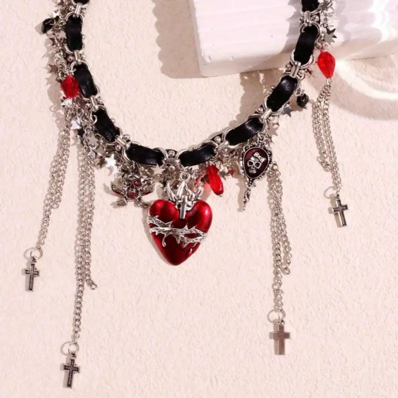 Other Got Emo Punk Style Choker Necklace w/ Heart, Skull, Cross Size ONE SIZE - 5 Thumbnail