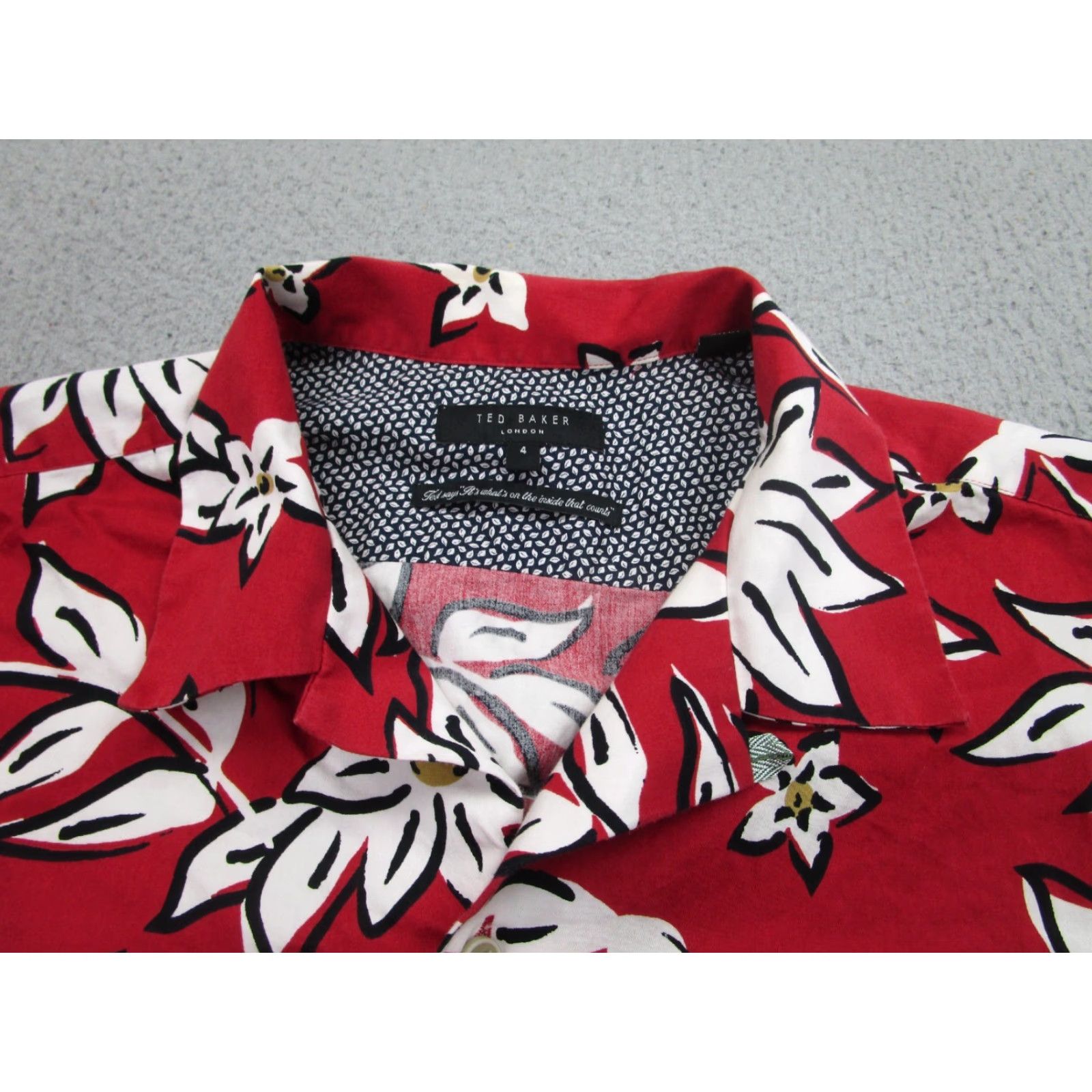 Ted Baker Ted Baker Shirt Mens M 4 Medium Red White Floral Hawaiian Button Up Resort Beach Size US M / EU 48-50 / 2 - 4 Thumbnail