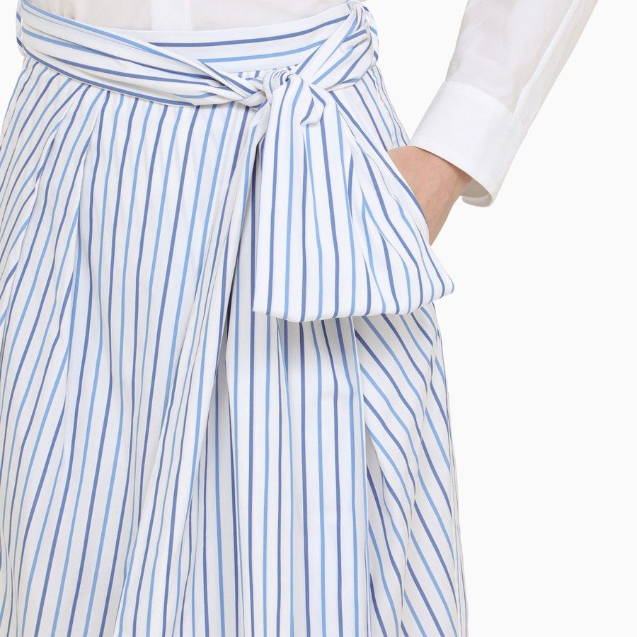 Dries Van Noten o1d2blof0824 Striped Cotton Midi Skirt in Light Blue & White Size 26" / US 2 / IT 38 - 5 Thumbnail