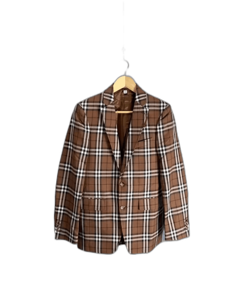 Burberry Burberry Brown Checked Wool Blazer-2507