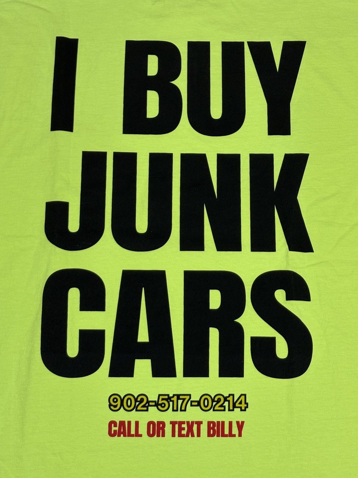 Billy Hill 2021 Billy Hill “I Buy Junk Cars” Neon Green Shirt Size XL Size US XL / EU 56 / 4 - 5 Thumbnail