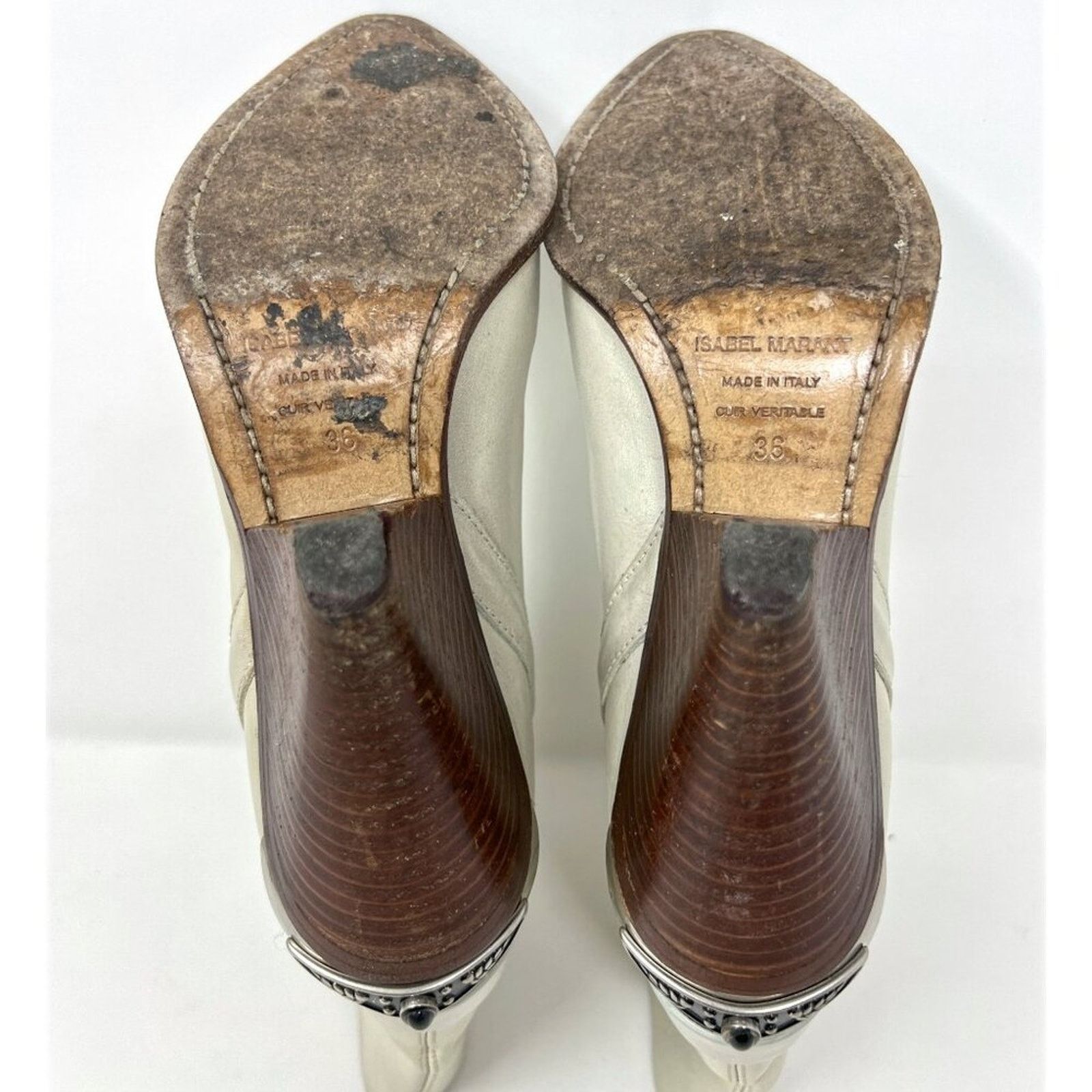 Isabel Marant Isabel Marant Lamsy Beige Leather Metal Toe Western Boots Size US 6 / IT 36 - 7 Thumbnail