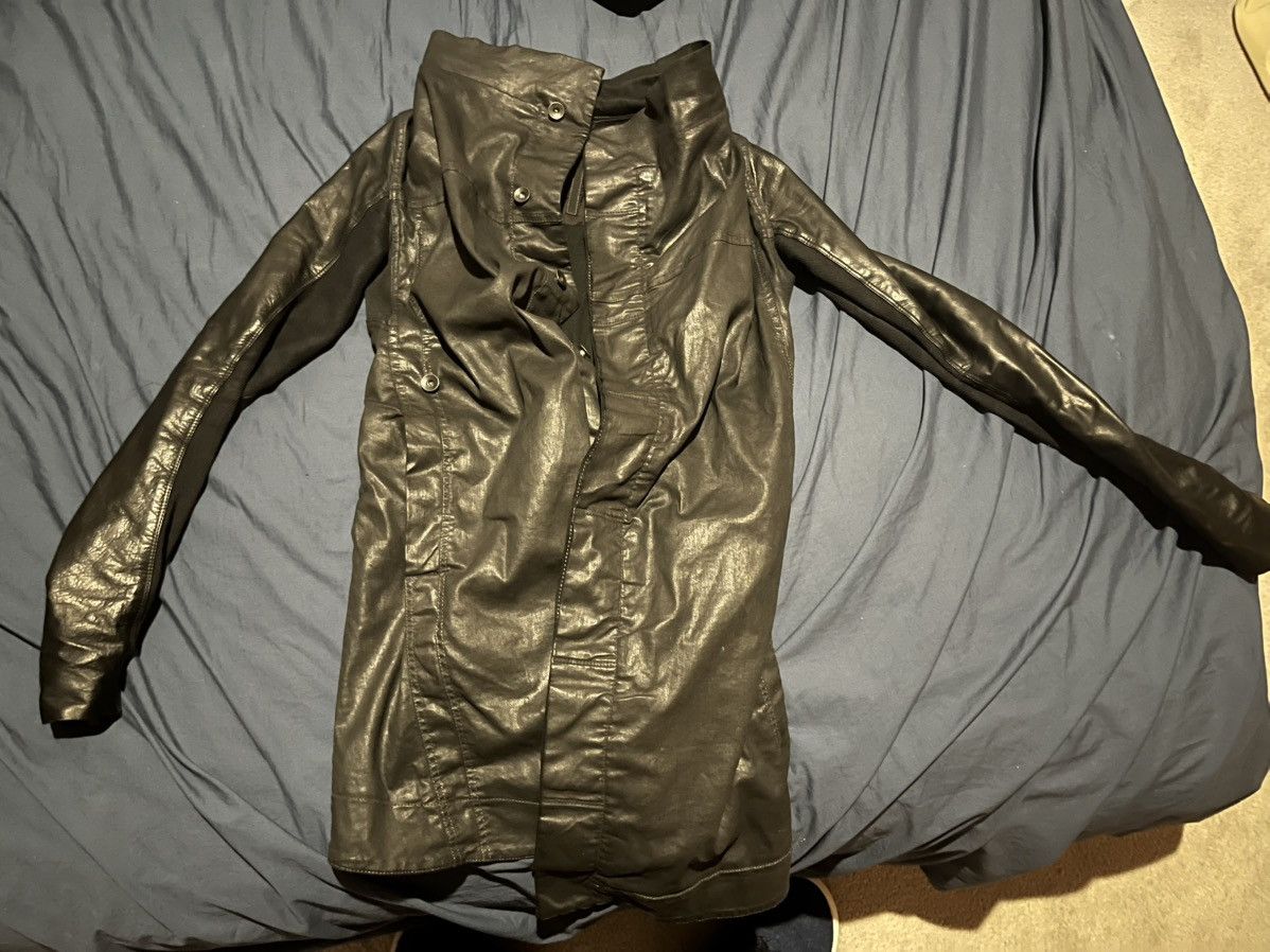 Rick Owens Drkshdw RODRKSHDW AW13 "PLINTH" Leather Sleeve Waxed Exploder Jacket Size US XS / EU 42 / 0 - 1 Thumbnail