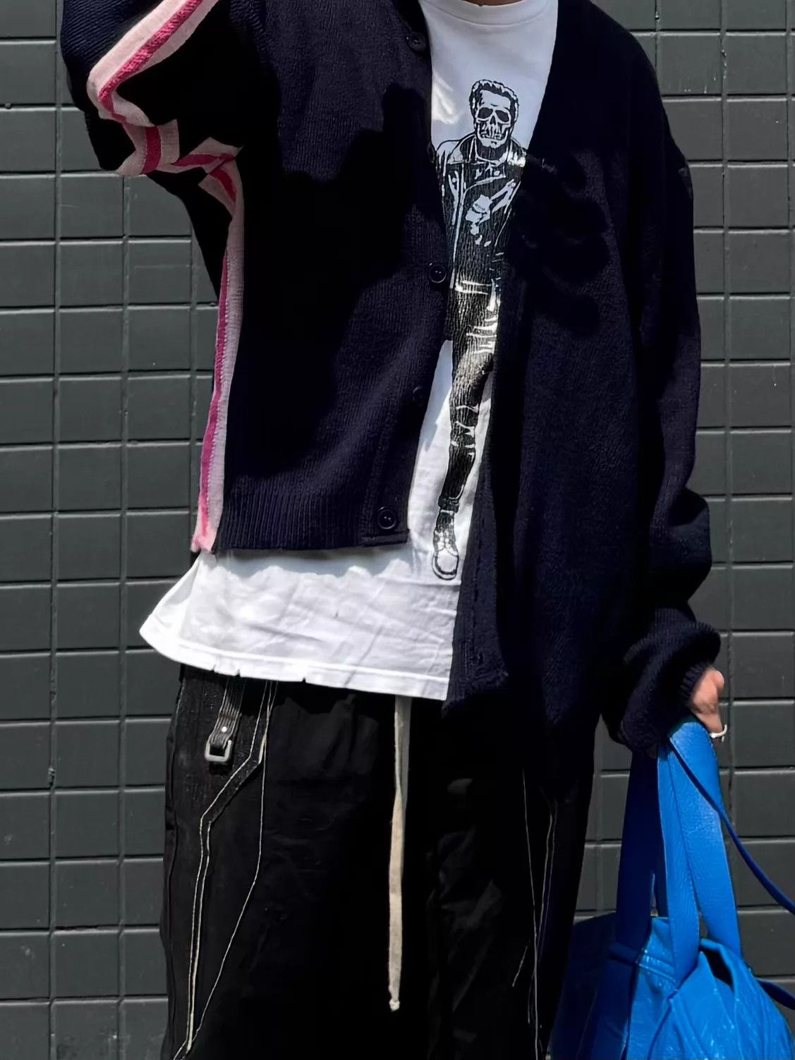 Comme des Garcons CDG SHIRT Pink Striped Sleeve Raglan Cardigan 9/10 Size US M / EU 48-50 / 2 - 6 Thumbnail