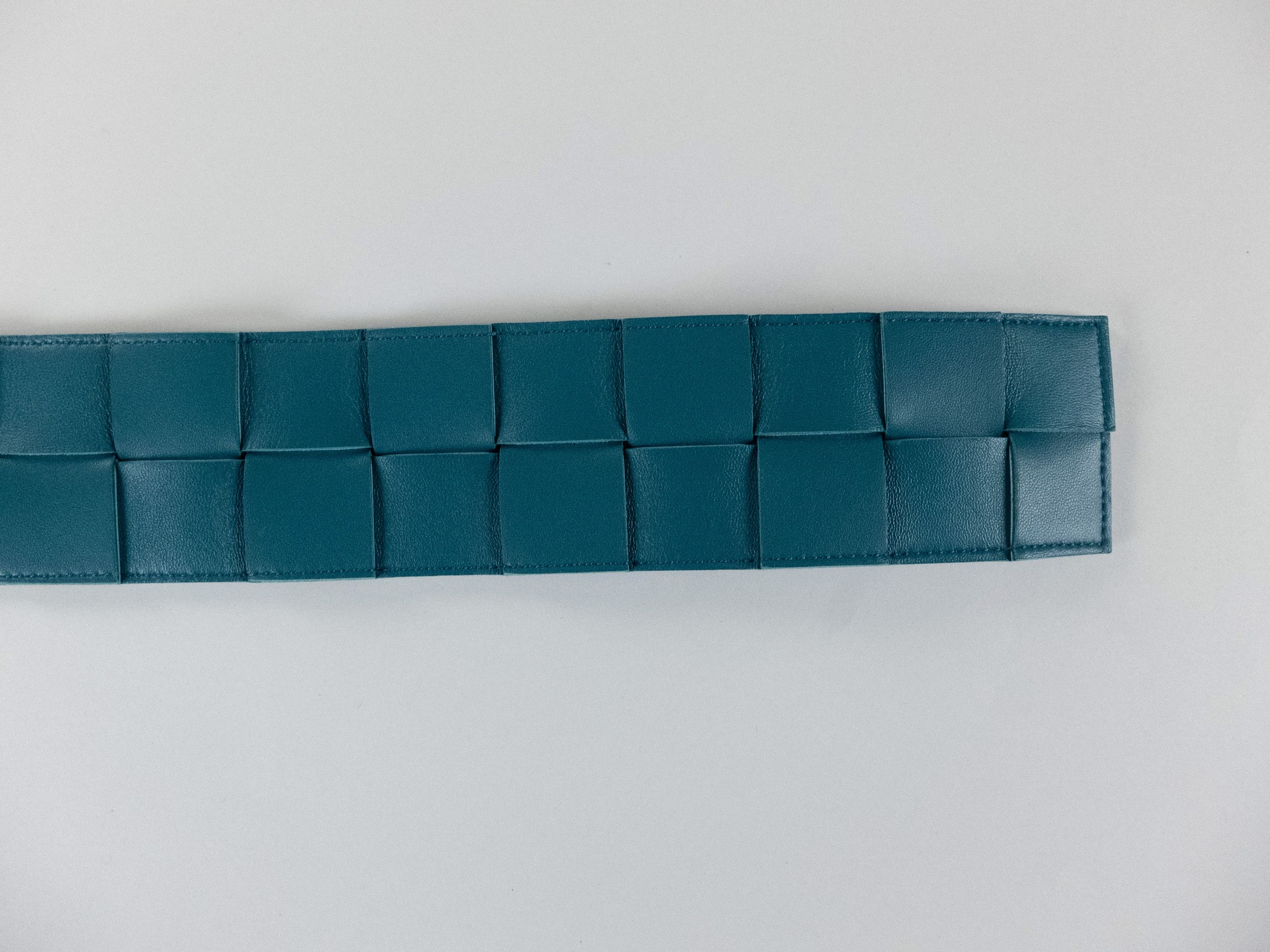 Bottega Veneta BOTTEGA VENETA blue intrecciato woven triangle belt 75 Size ONE SIZE - 8 Thumbnail